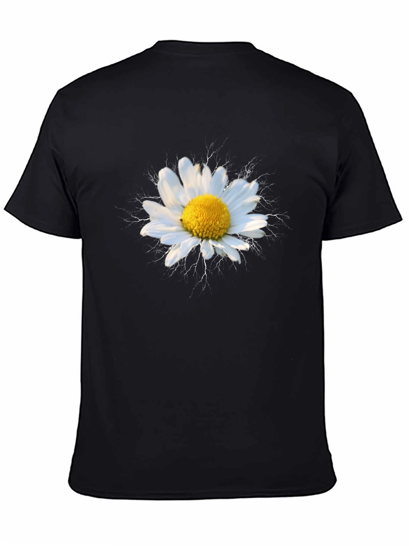 Daisy Flower Graphic Tee - Black Cotton T-Shirt