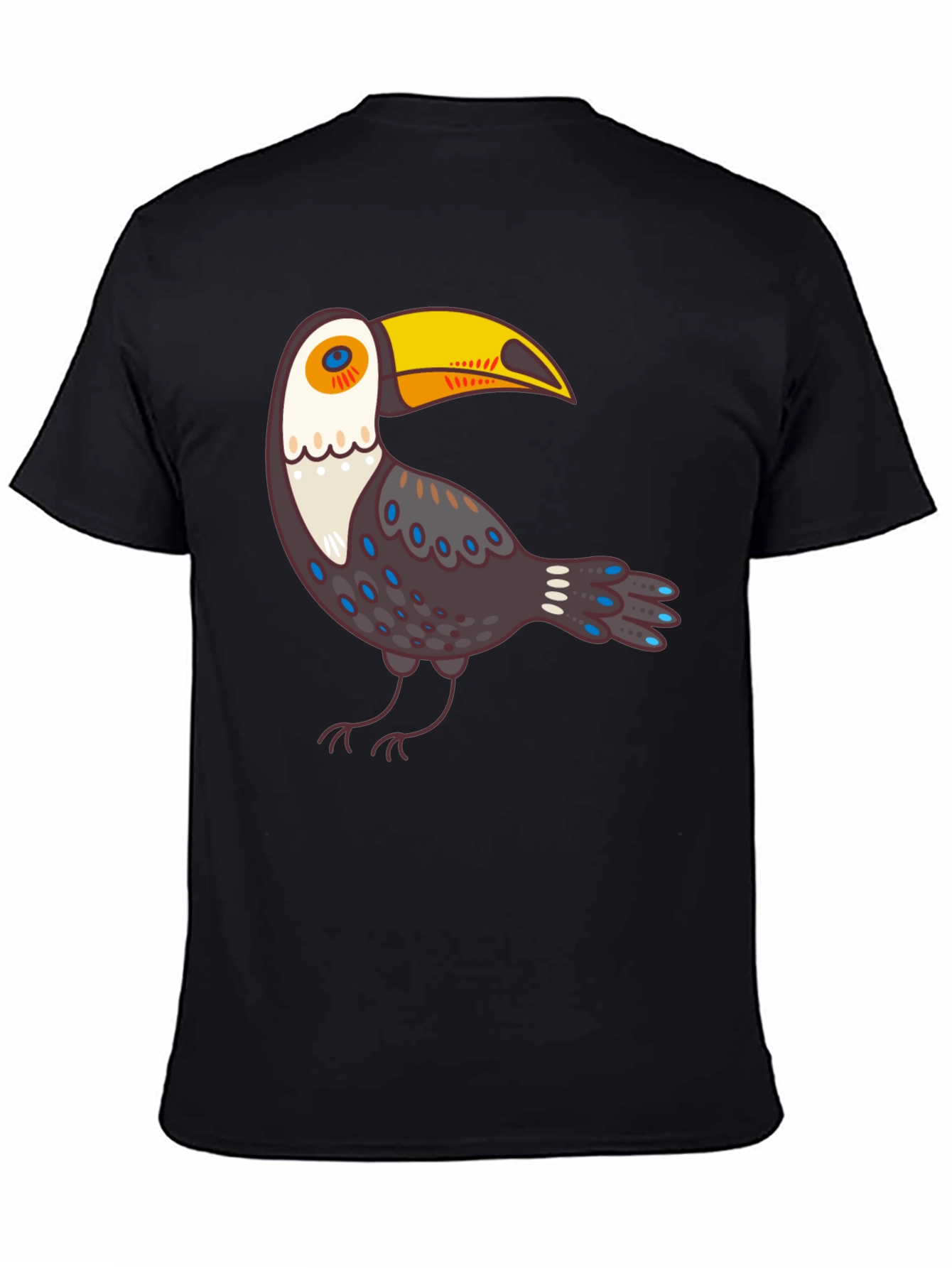 Cartoon Toucan Graphic Black T-Shirt