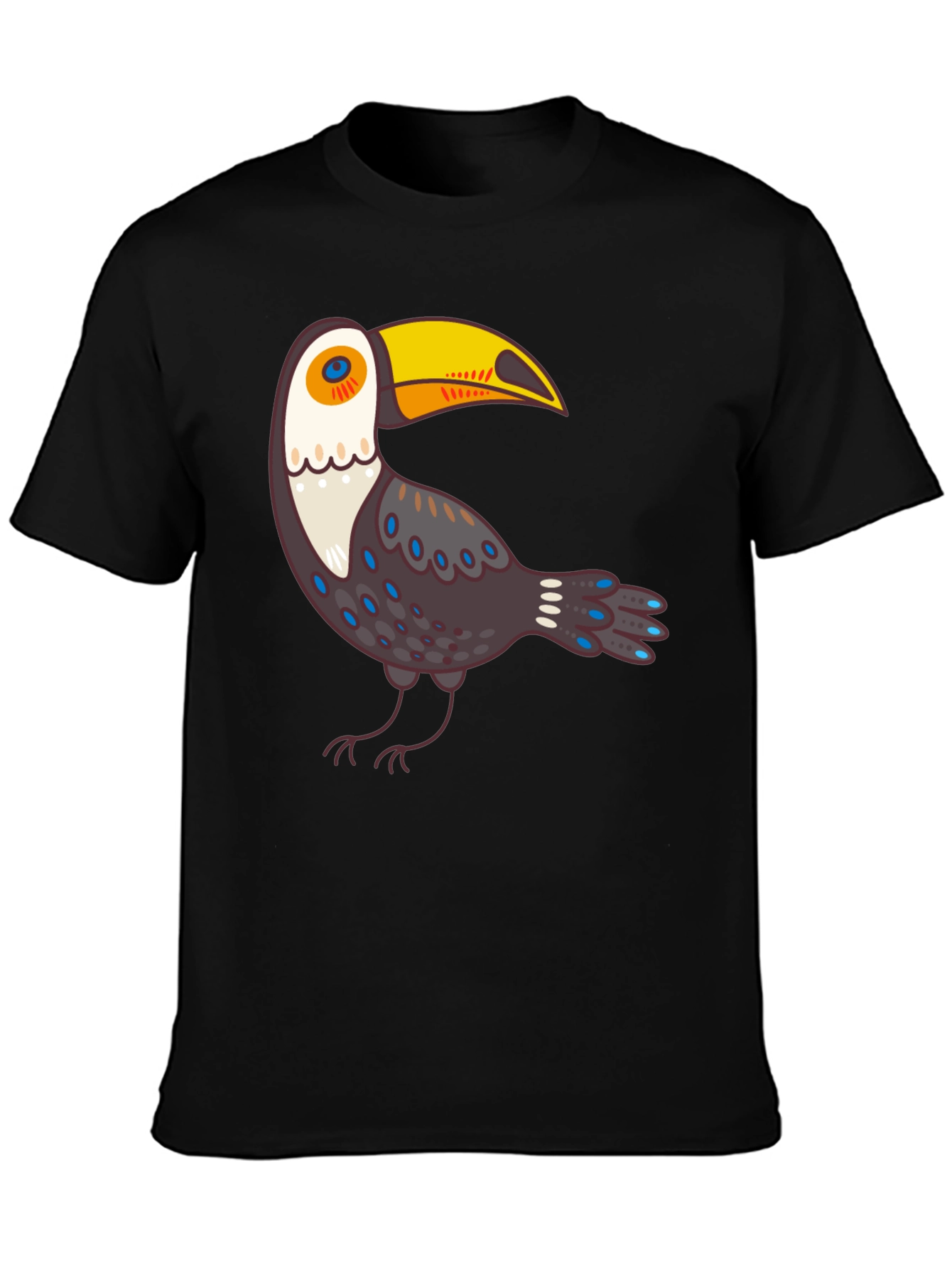 Cartoon Toucan Graphic Black T-Shirt