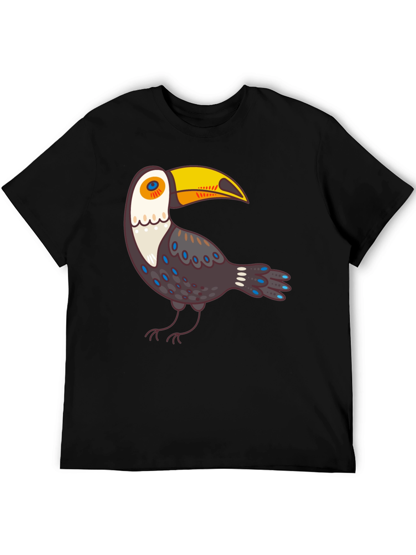 Cartoon Toucan Graphic Black T-Shirt