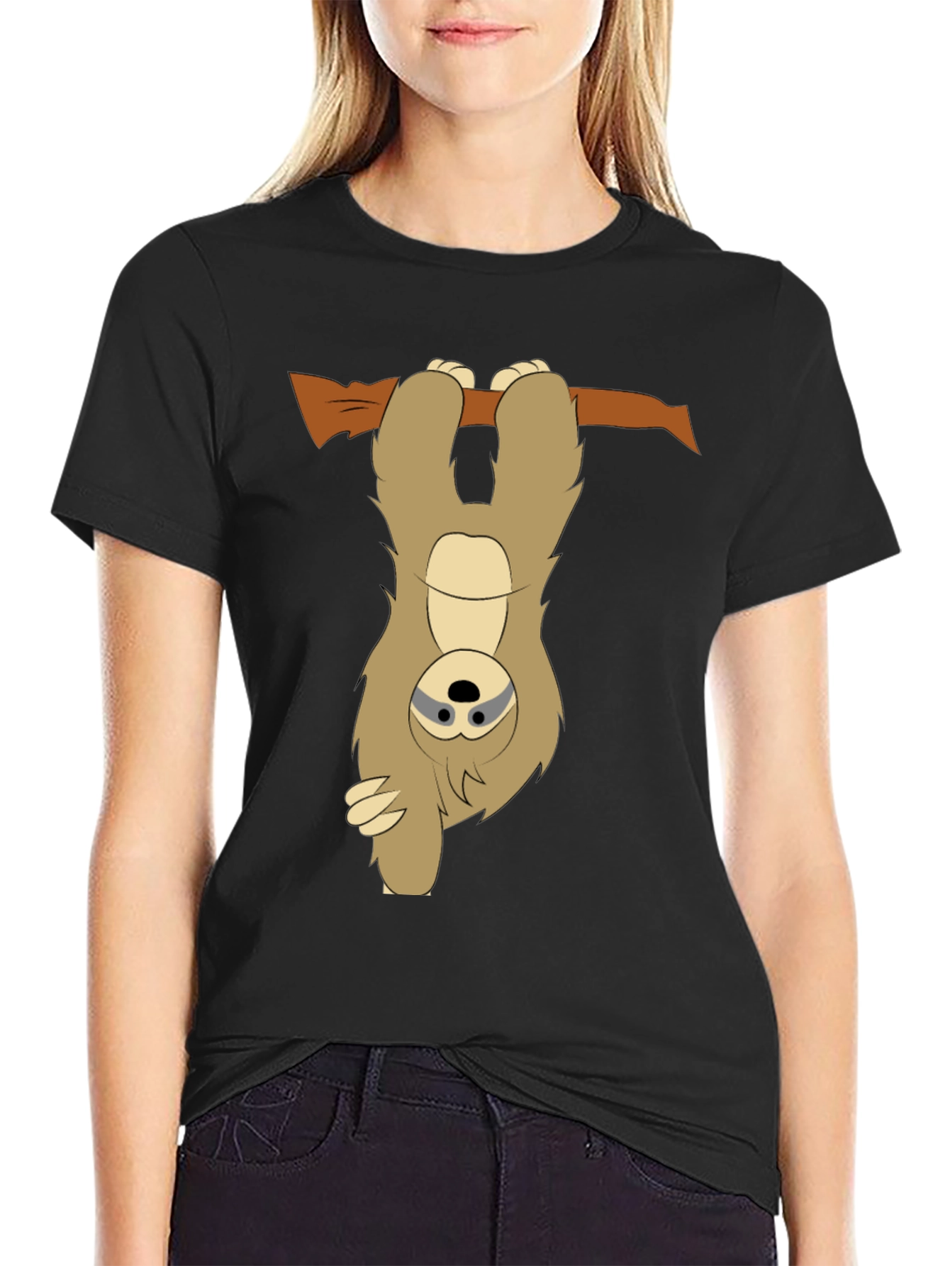 Sloth Hanging Upside Down Mens Graphic T-Shirt