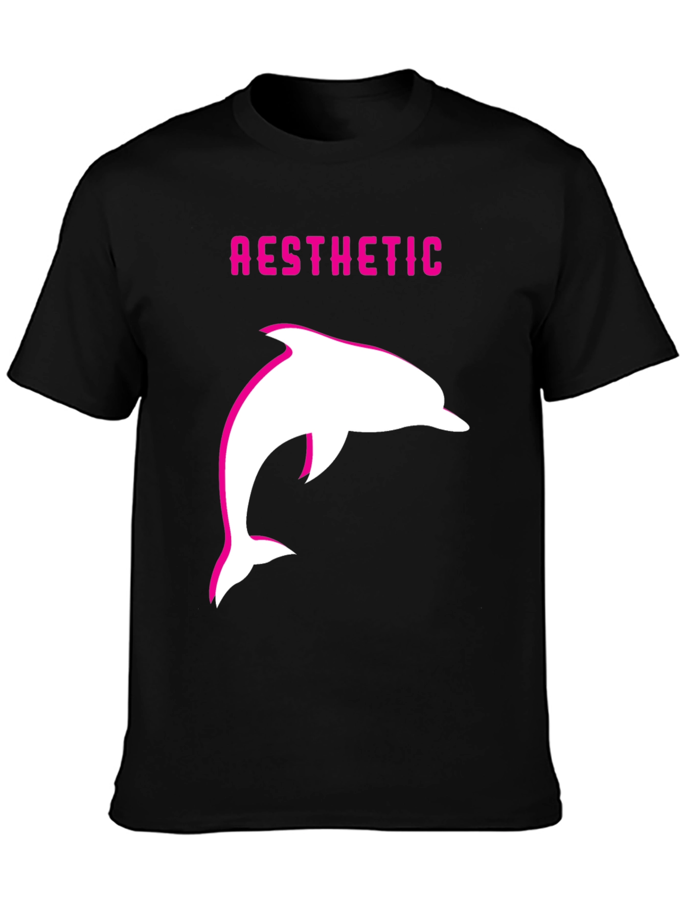Aesthetic Dolphin Graphic Tee - Trendy Black T-Shirt