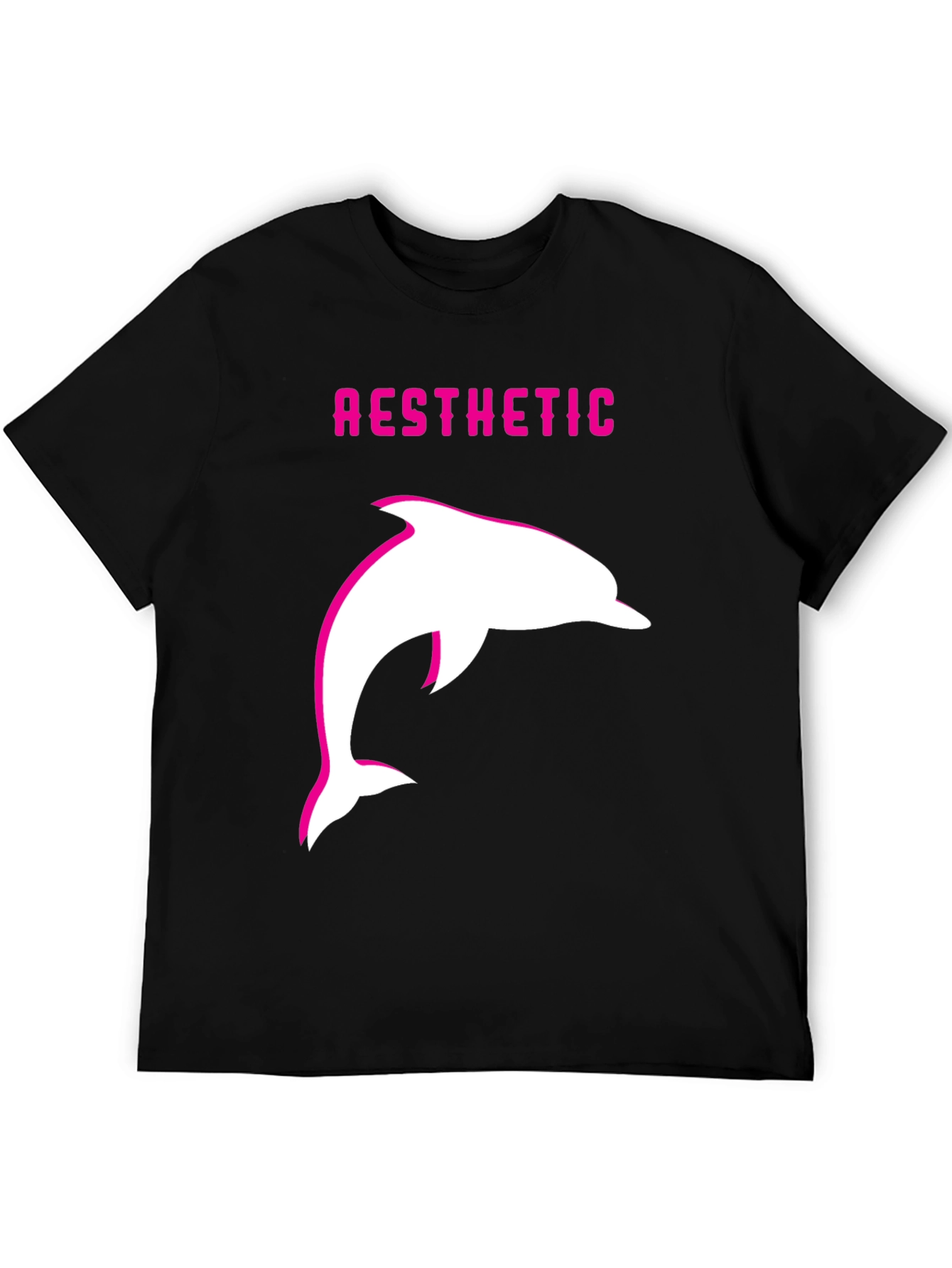 Aesthetic Dolphin Graphic Tee - Trendy Black T-Shirt