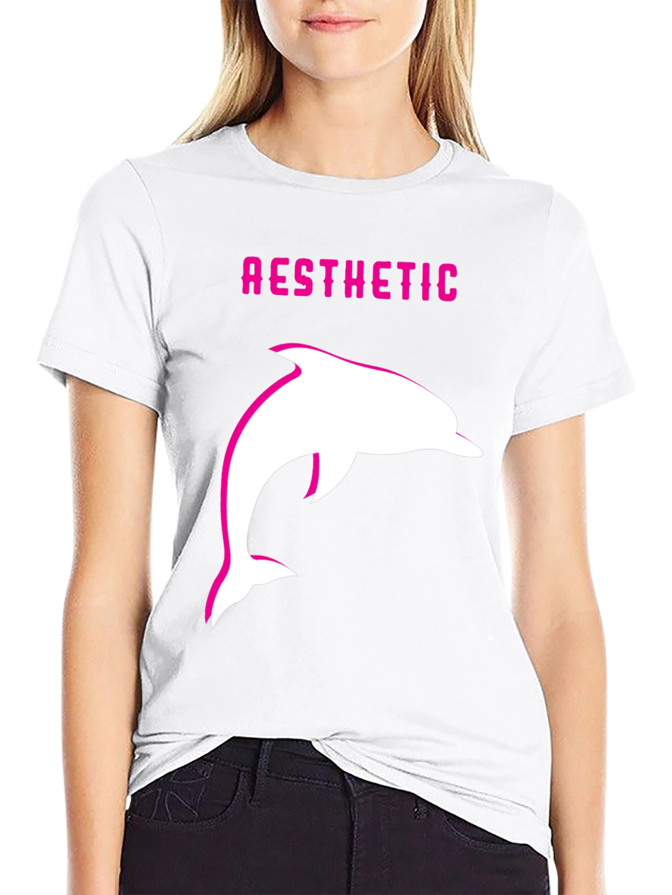 Aesthetic Dolphin Graphic Tee - Trendy Black T-Shirt