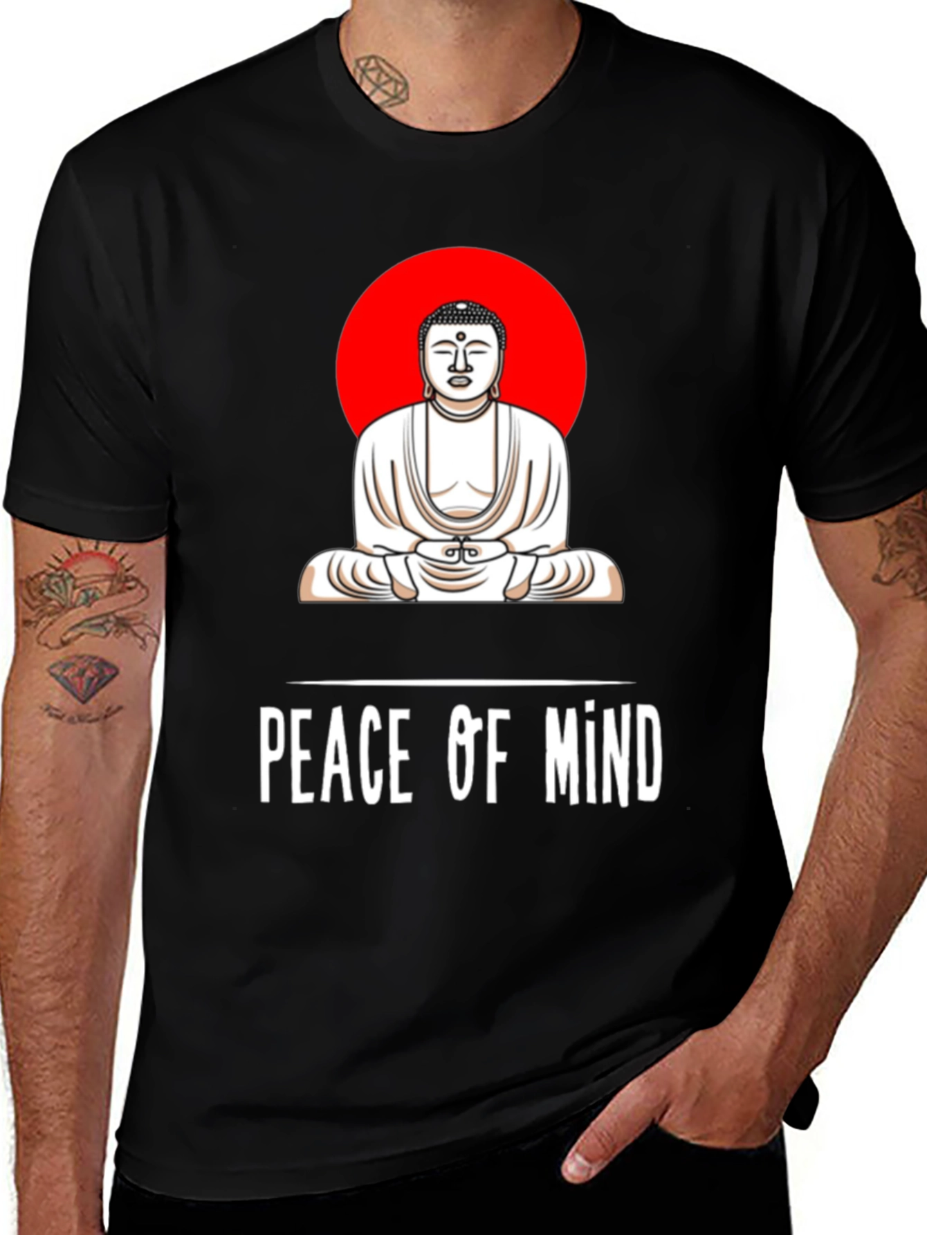 Peace of Mind Buddha Graphic Tee - Black