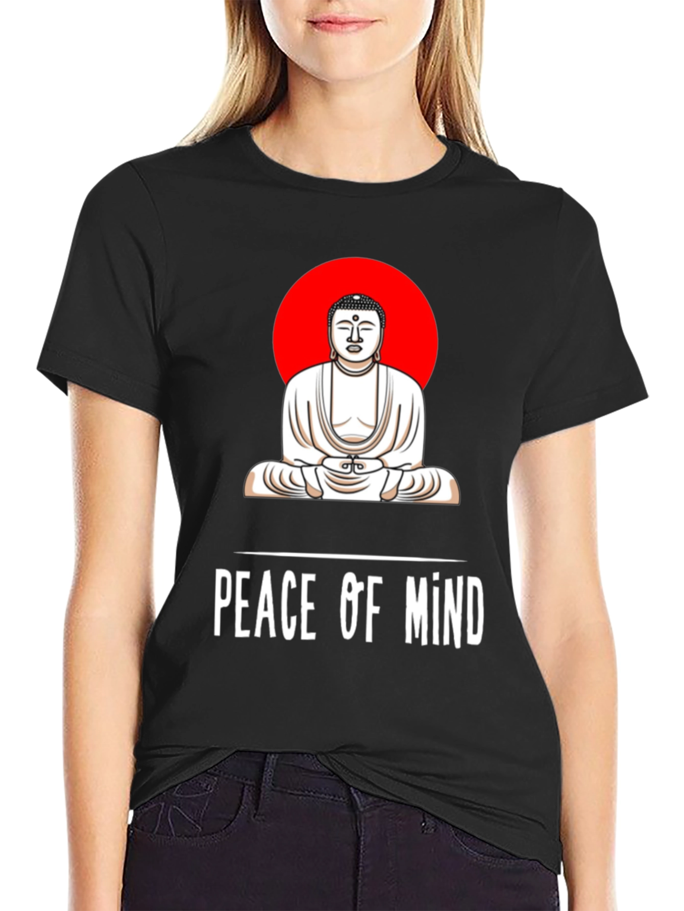 Peace of Mind Buddha Graphic Tee - Black