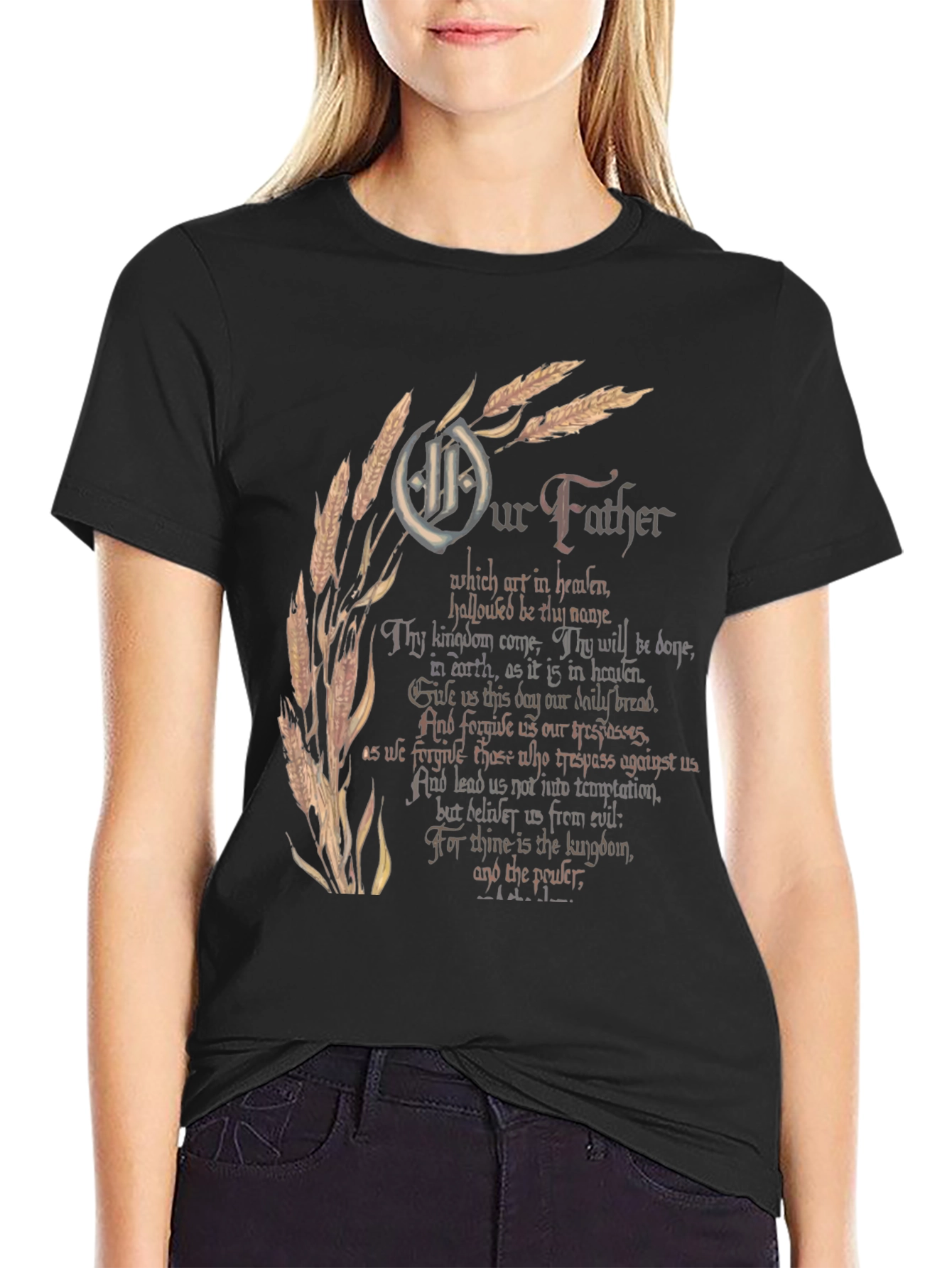 Our Father Graphic Print Black T-Shirt