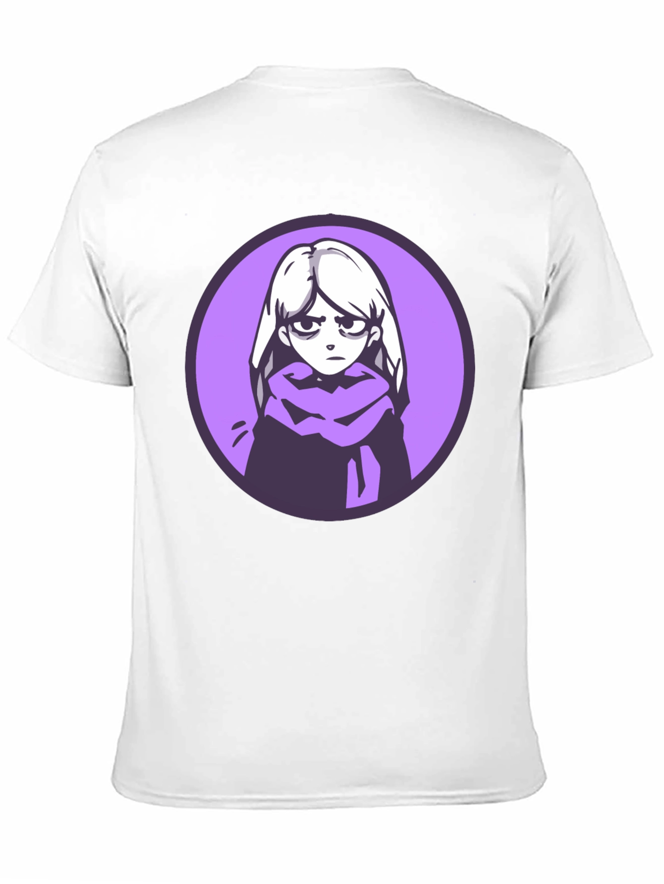 Anime Girl Graphic Tee - Black Cotton Blend