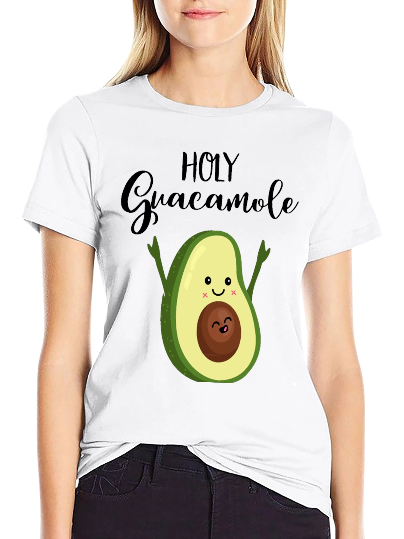 Holy Guacamole Avocado Graphic Black T-Shirt