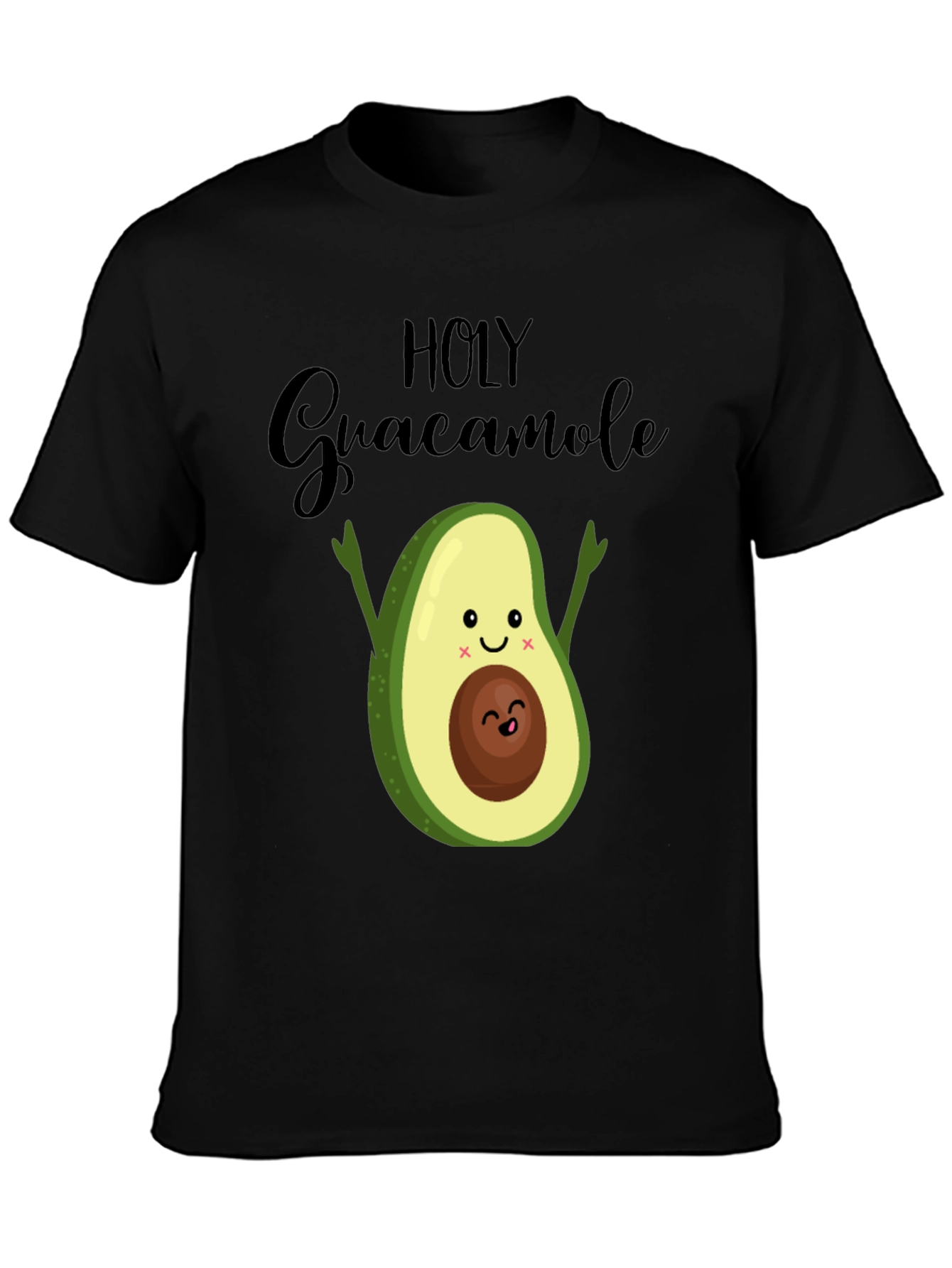 Holy Guacamole Avocado Graphic Black T-Shirt