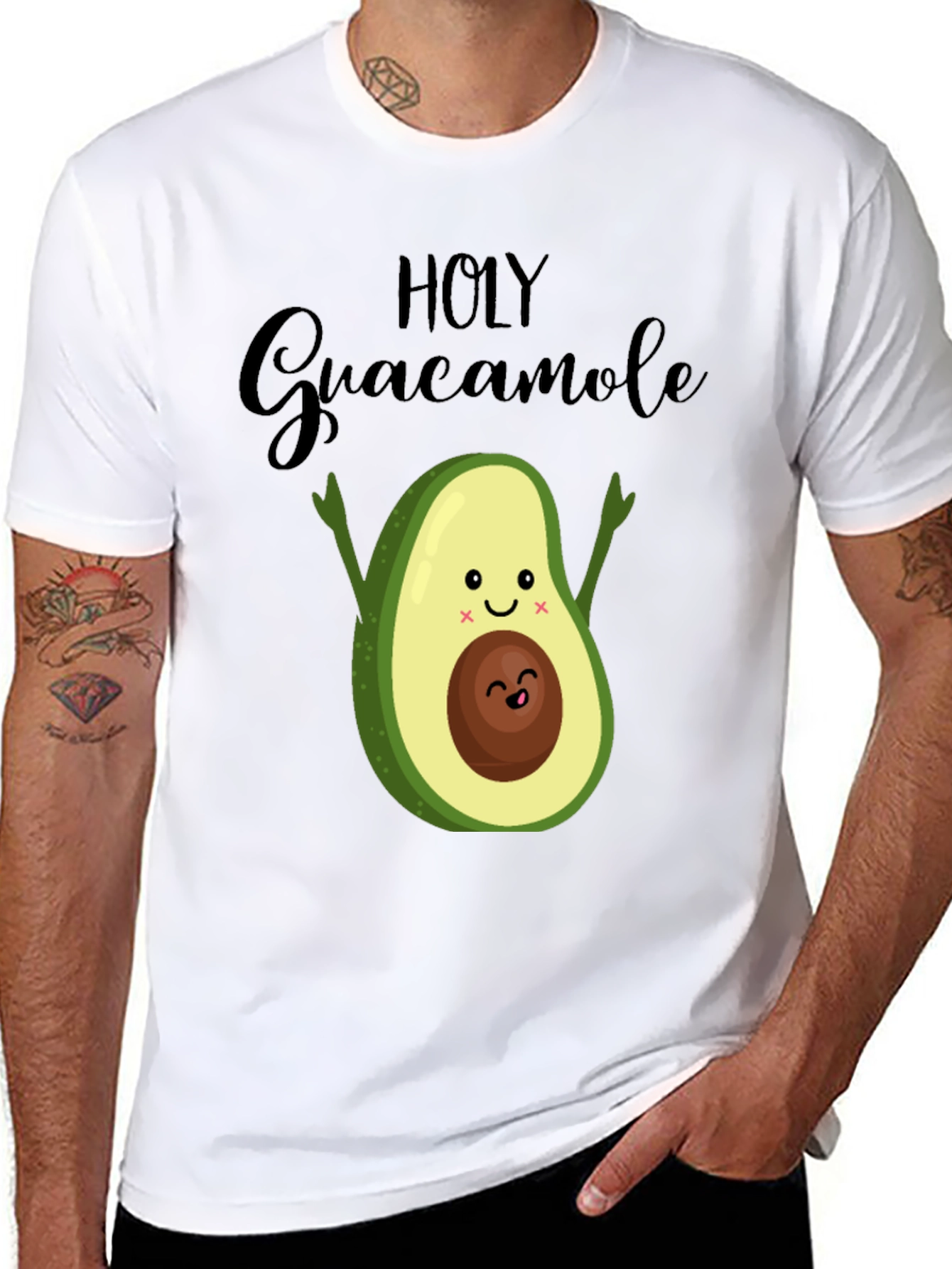 Holy Guacamole Avocado Graphic Black T-Shirt