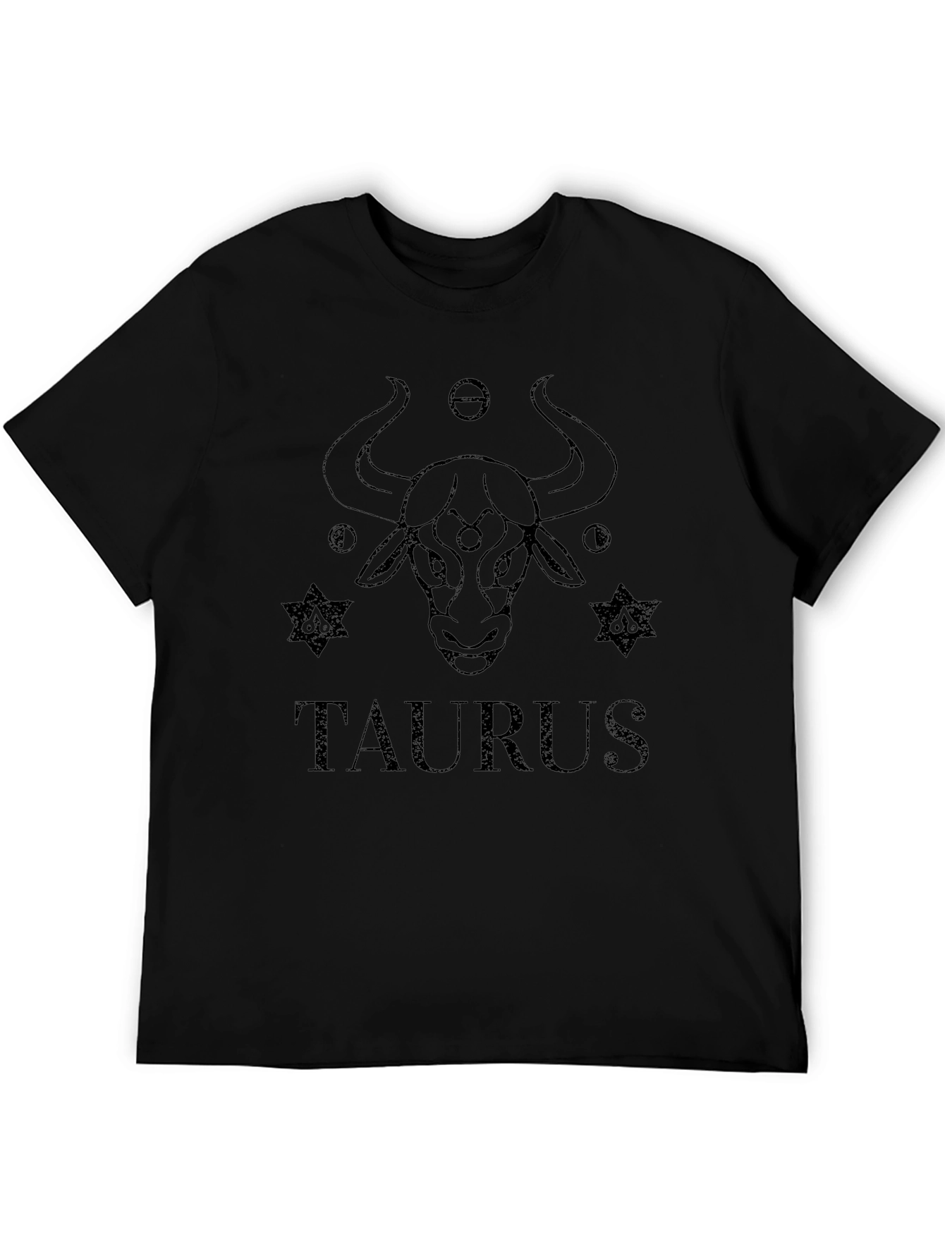 Taurus Zodiac Graphic Print Black T-Shirt