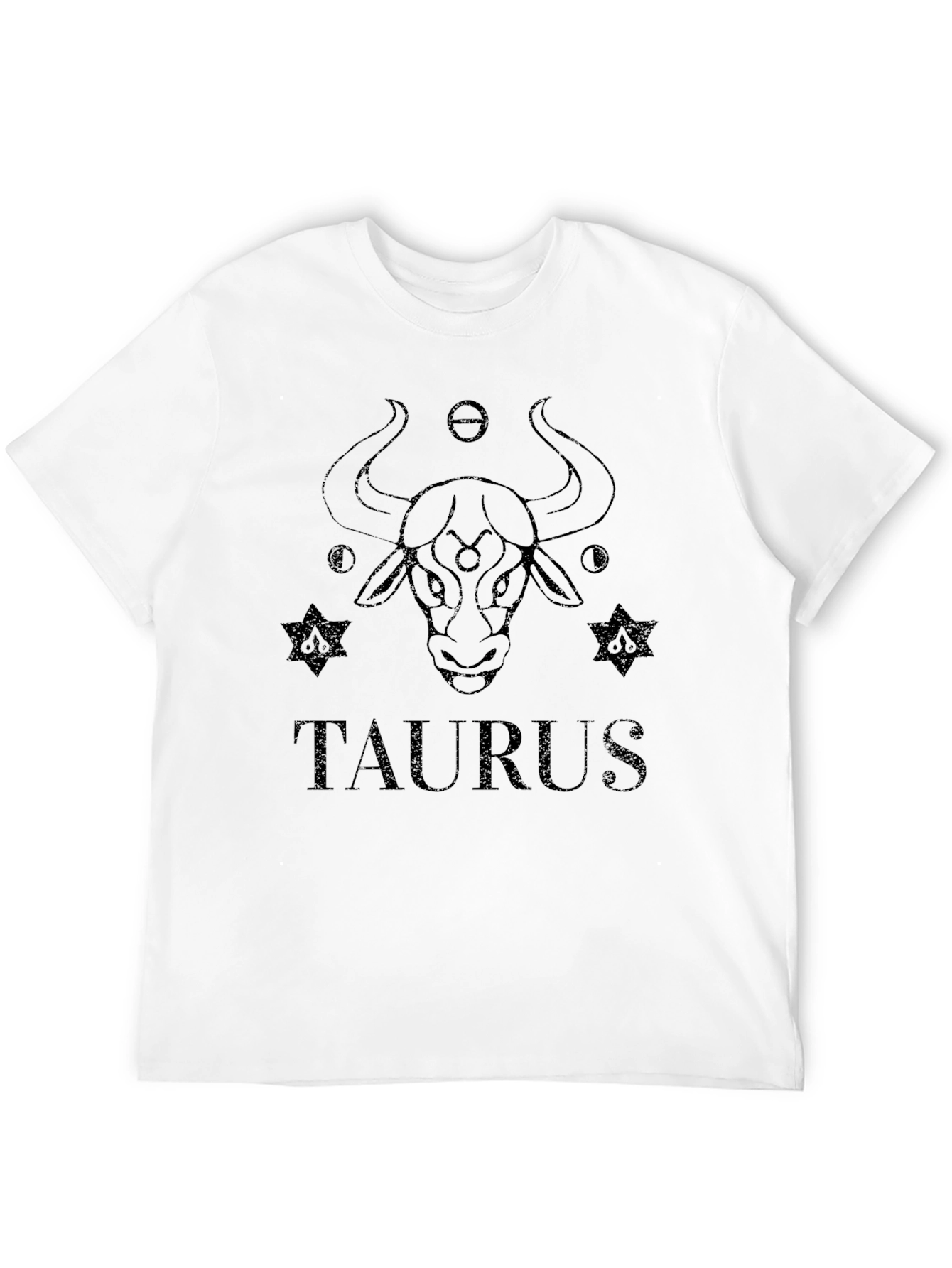 Taurus Zodiac Graphic Print Black T-Shirt