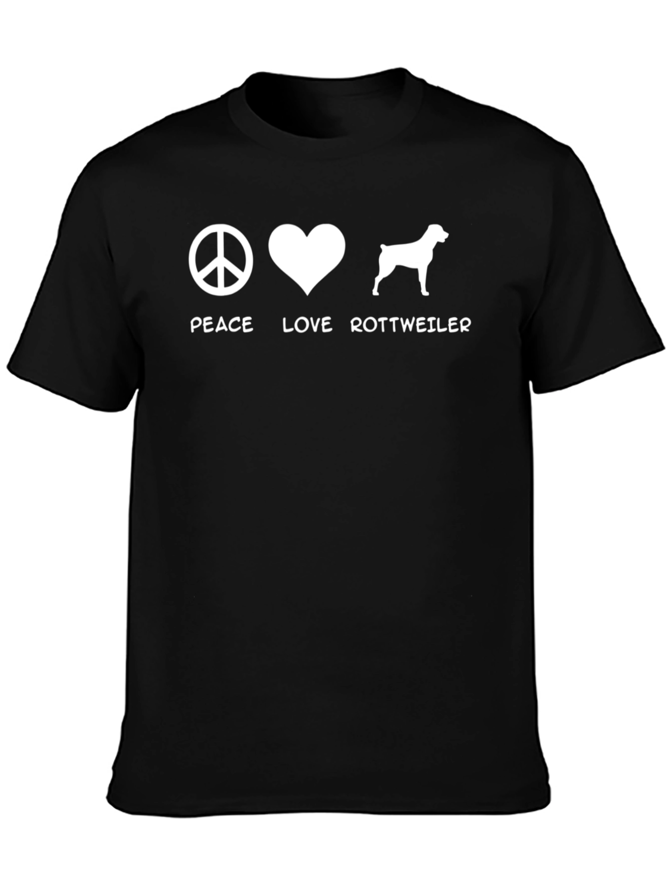 Peace Love Rottweiler T-Shirt - Dog Lover Tee