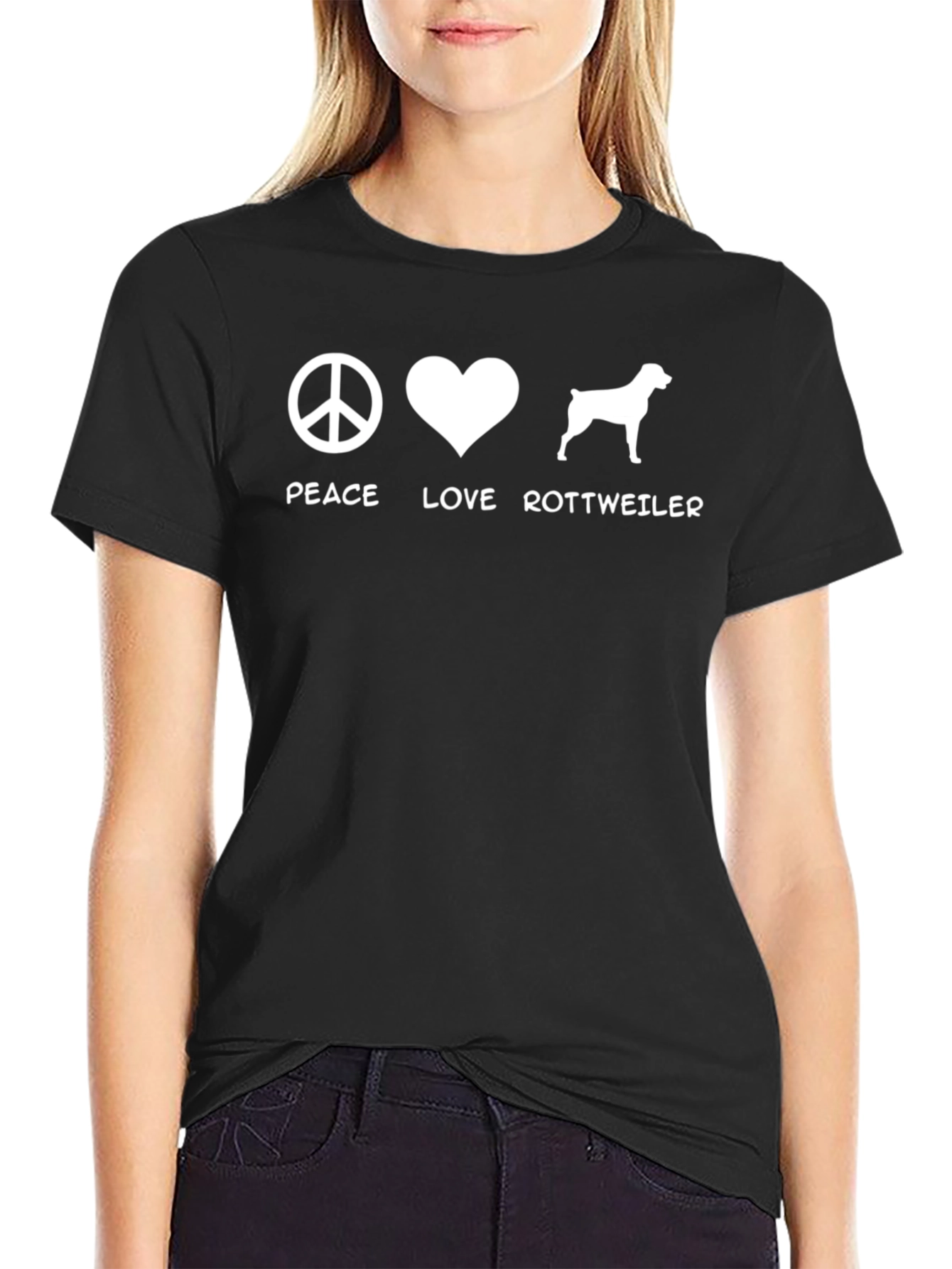 Peace Love Rottweiler T-Shirt - Dog Lover Tee