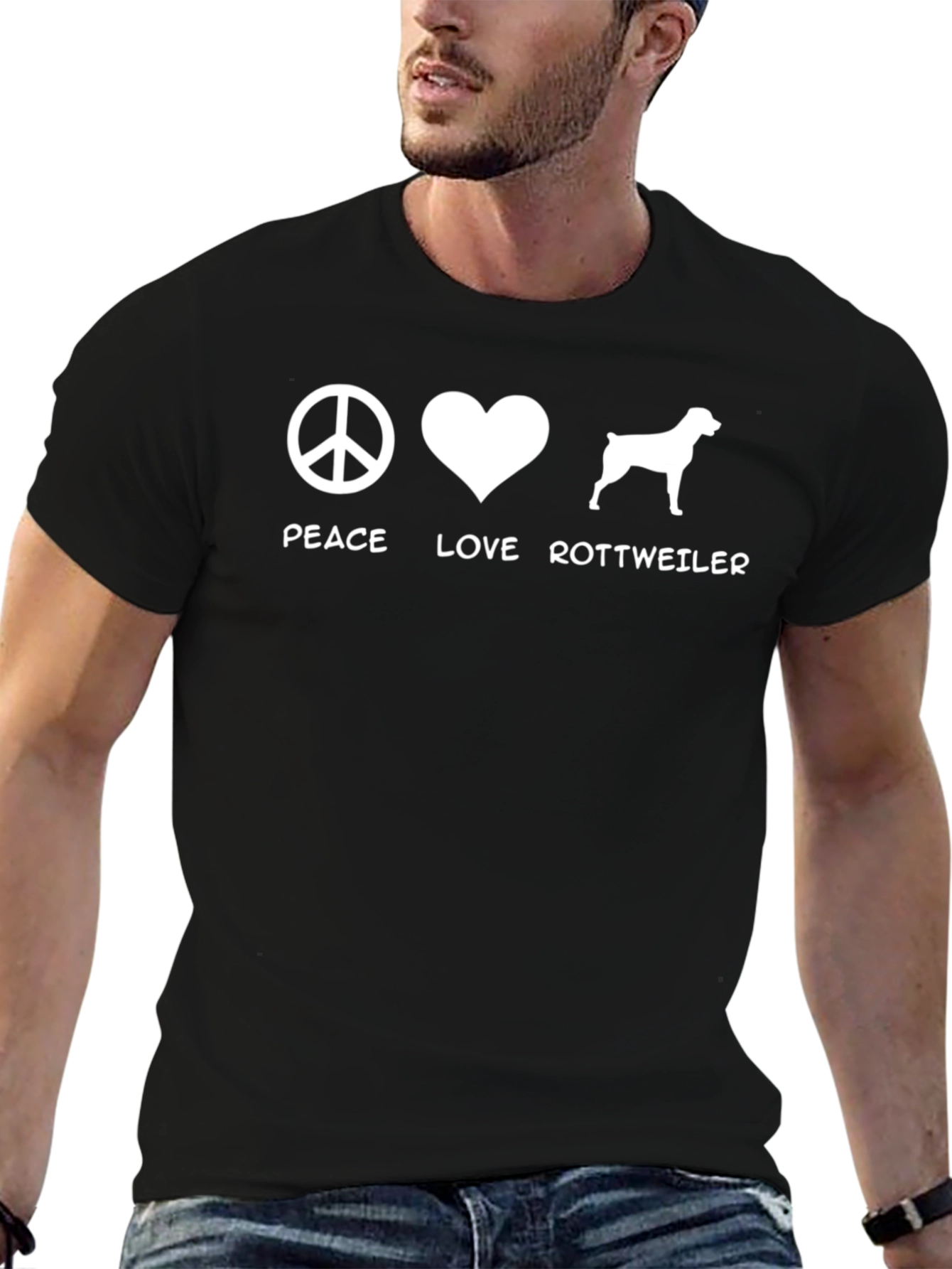 Peace Love Rottweiler T-Shirt - Dog Lover Tee