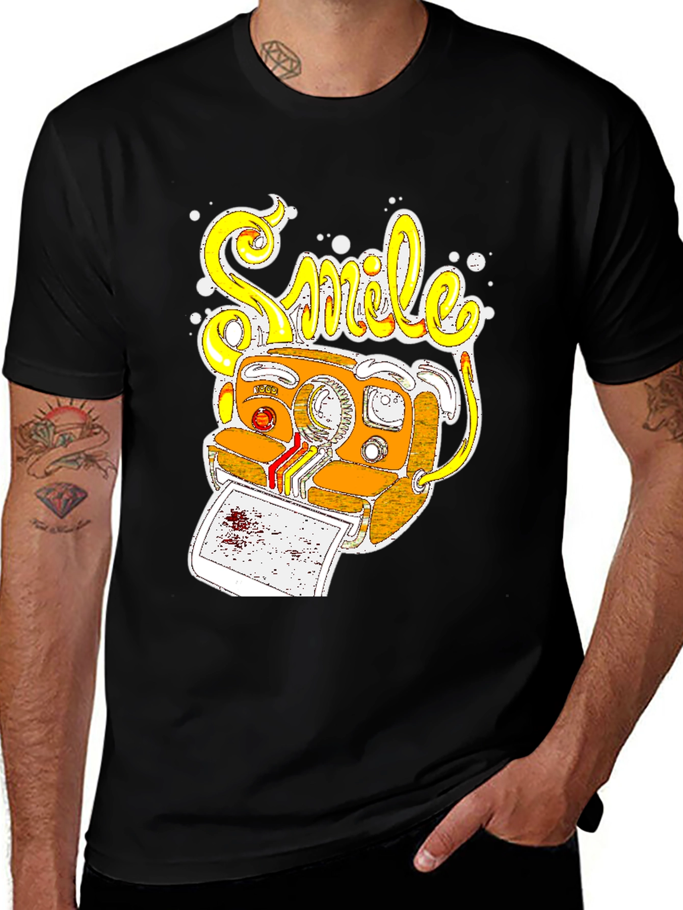 Smile Camera Graphic T-Shirt - Retro Style