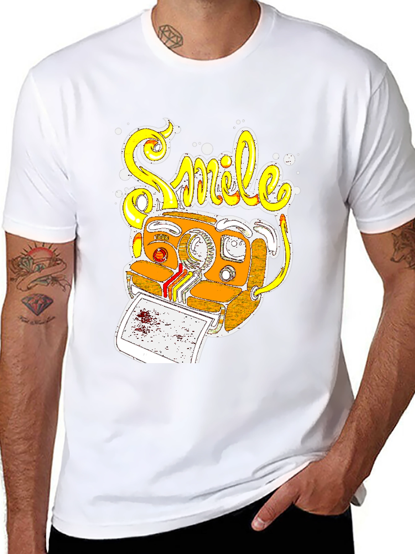 Smile Camera Graphic T-Shirt - Retro Style