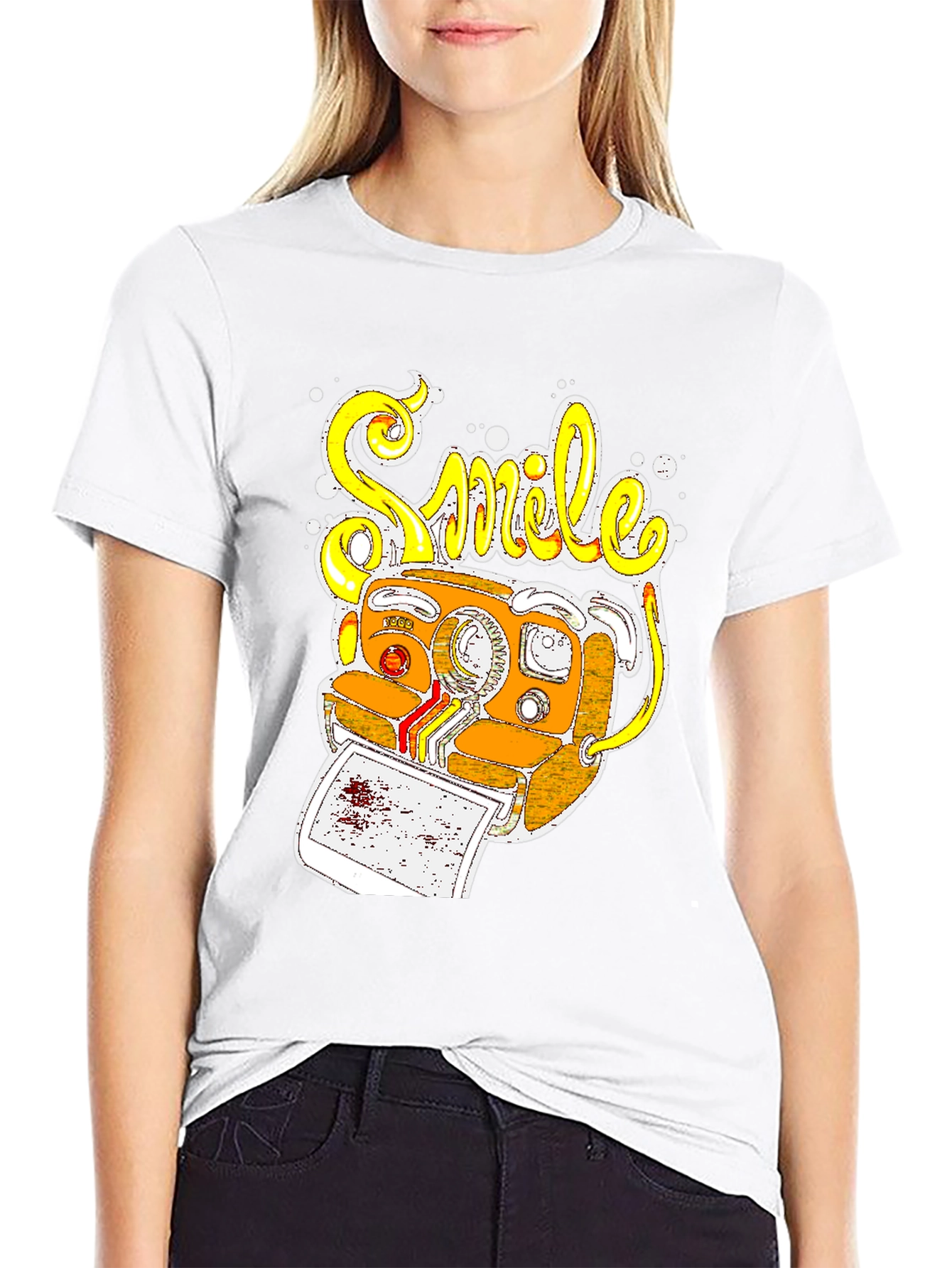 Smile Camera Graphic T-Shirt - Retro Style