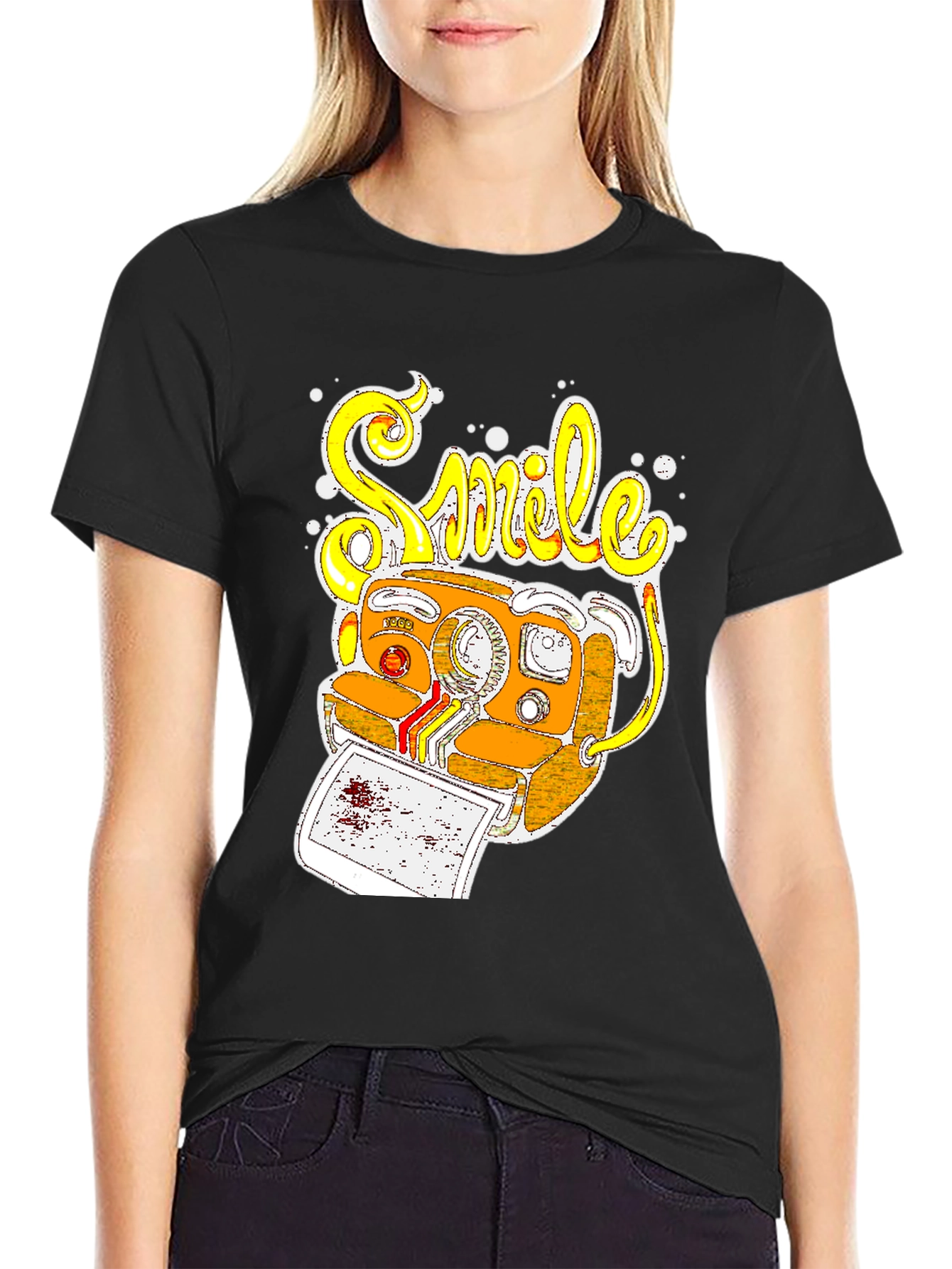 Smile Camera Graphic T-Shirt - Retro Style
