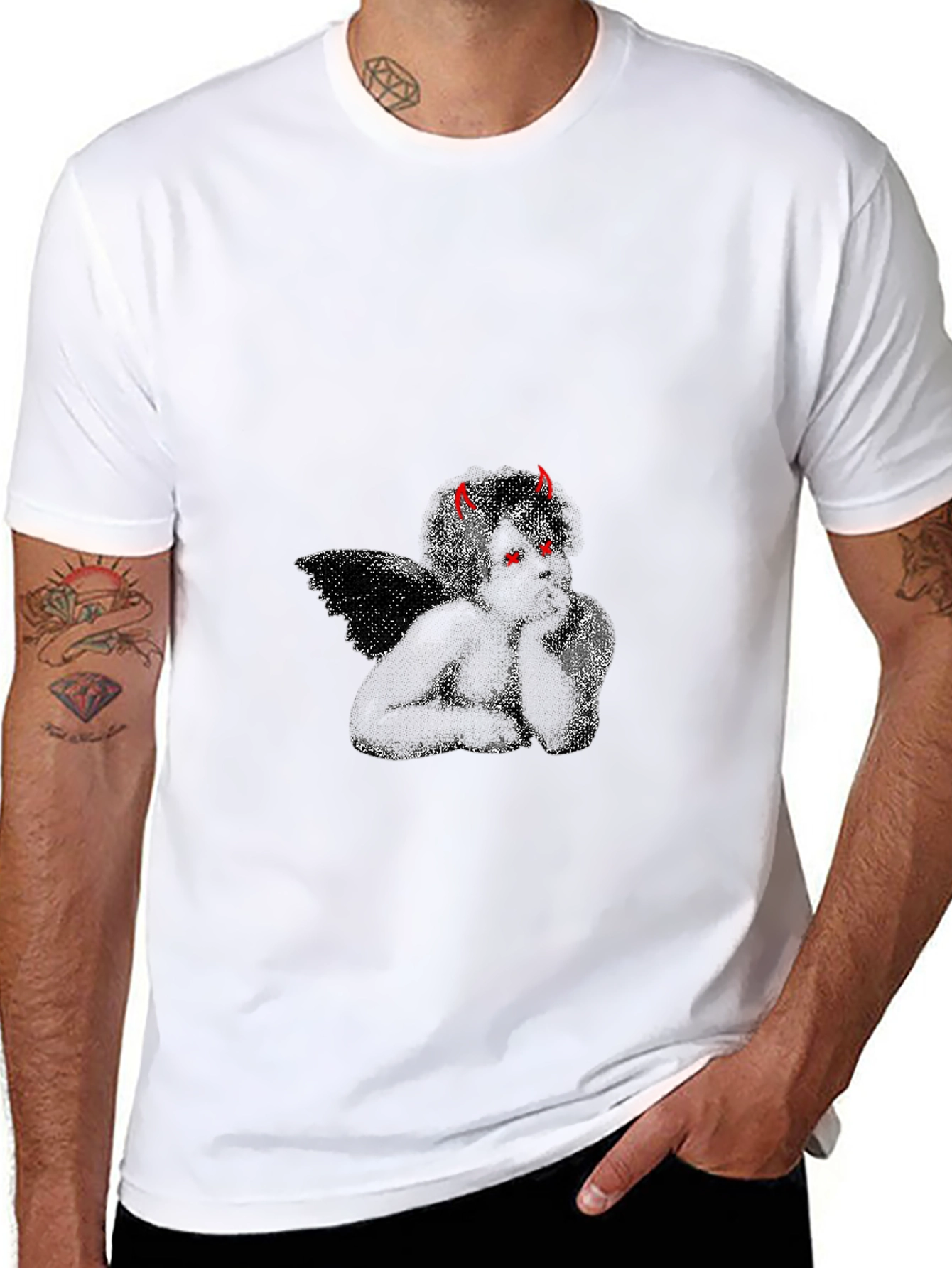 Devil Angel Graphic Tee - Mens Black T-Shirt