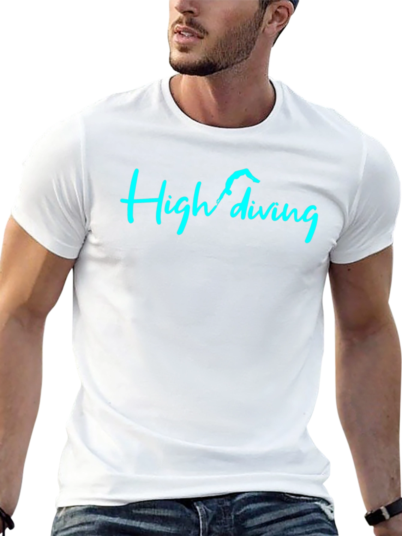 High Diving Graphic Tee - Black Cotton T-Shirt
