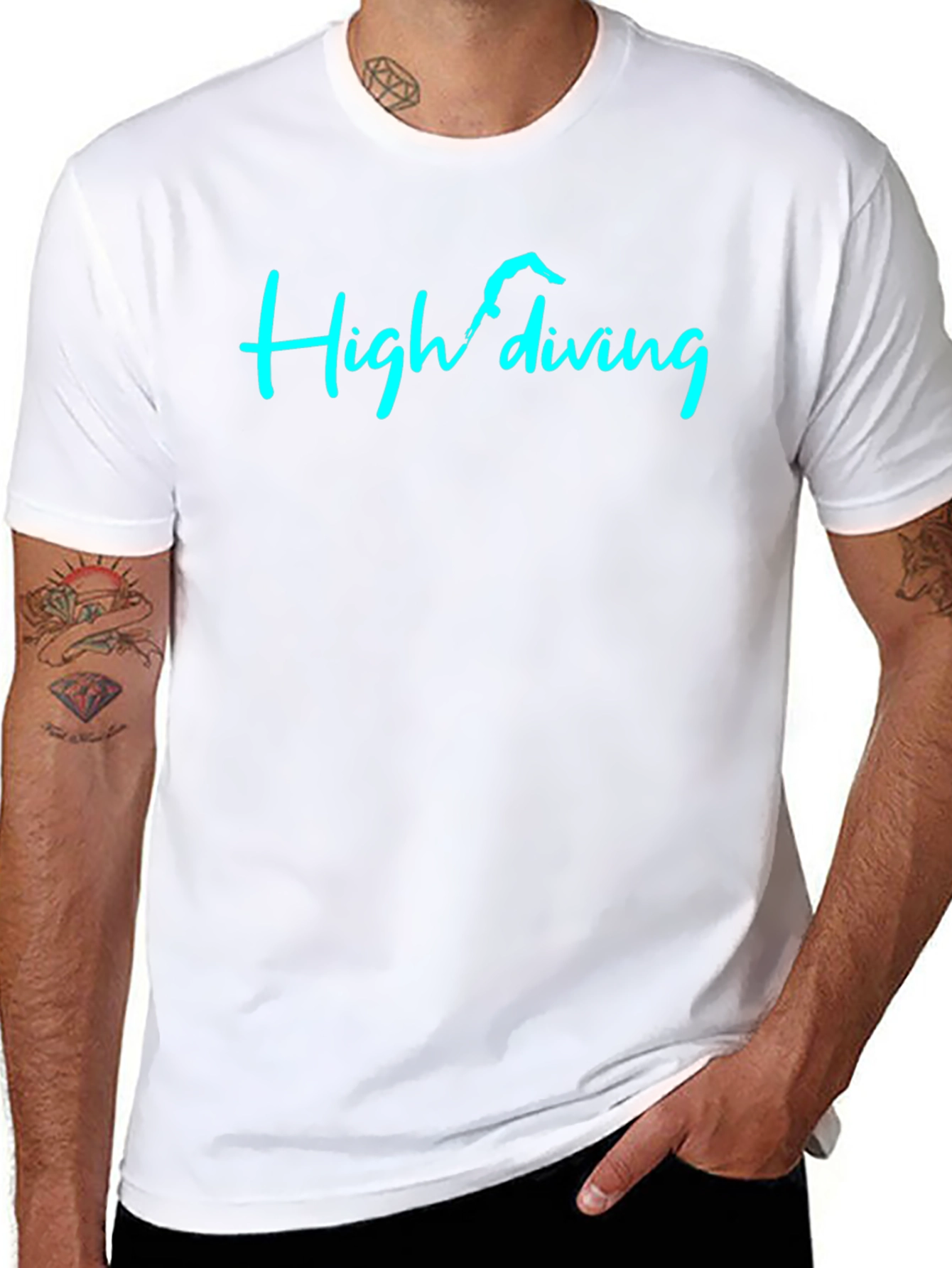 High Diving Graphic Tee - Black Cotton T-Shirt