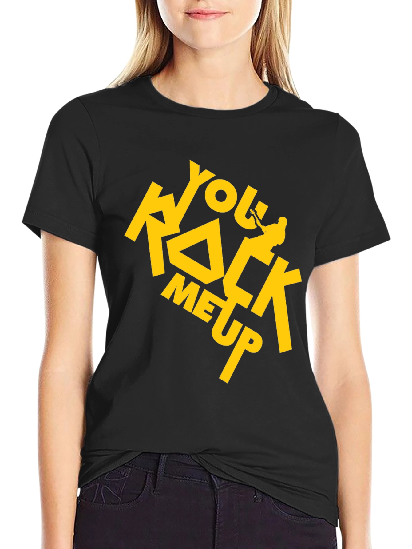 You Rock Me Up Black Graphic Tee