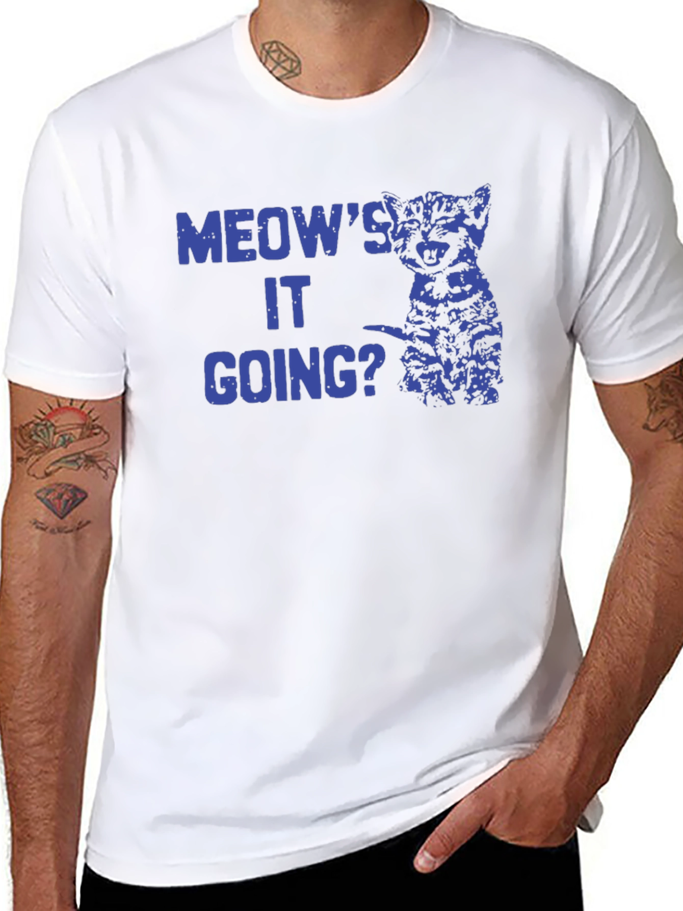 Meows It Going? Cat Graphic Black T-Shirt
