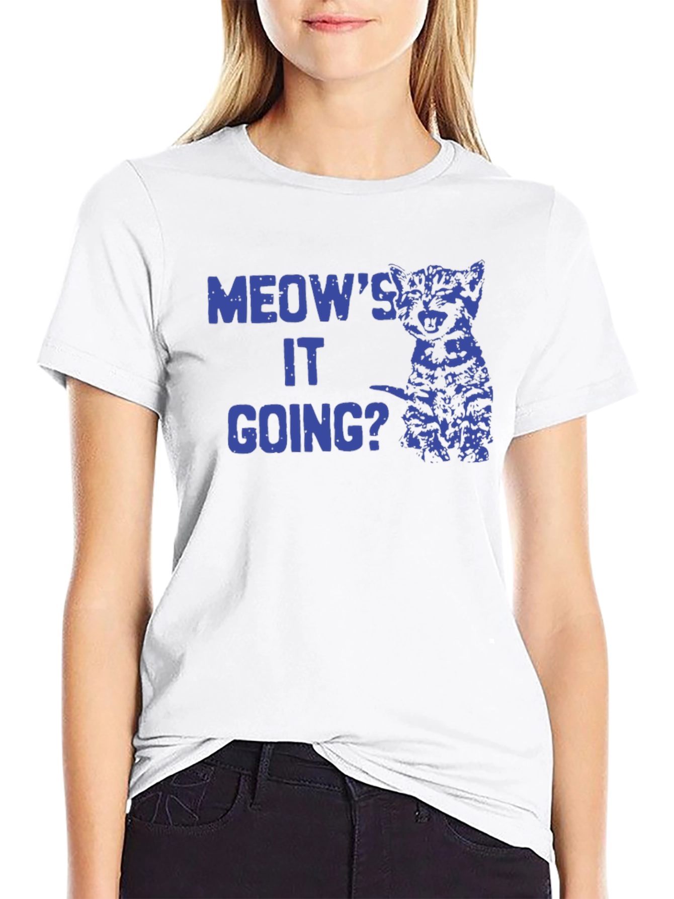 Meows It Going? Cat Graphic Black T-Shirt