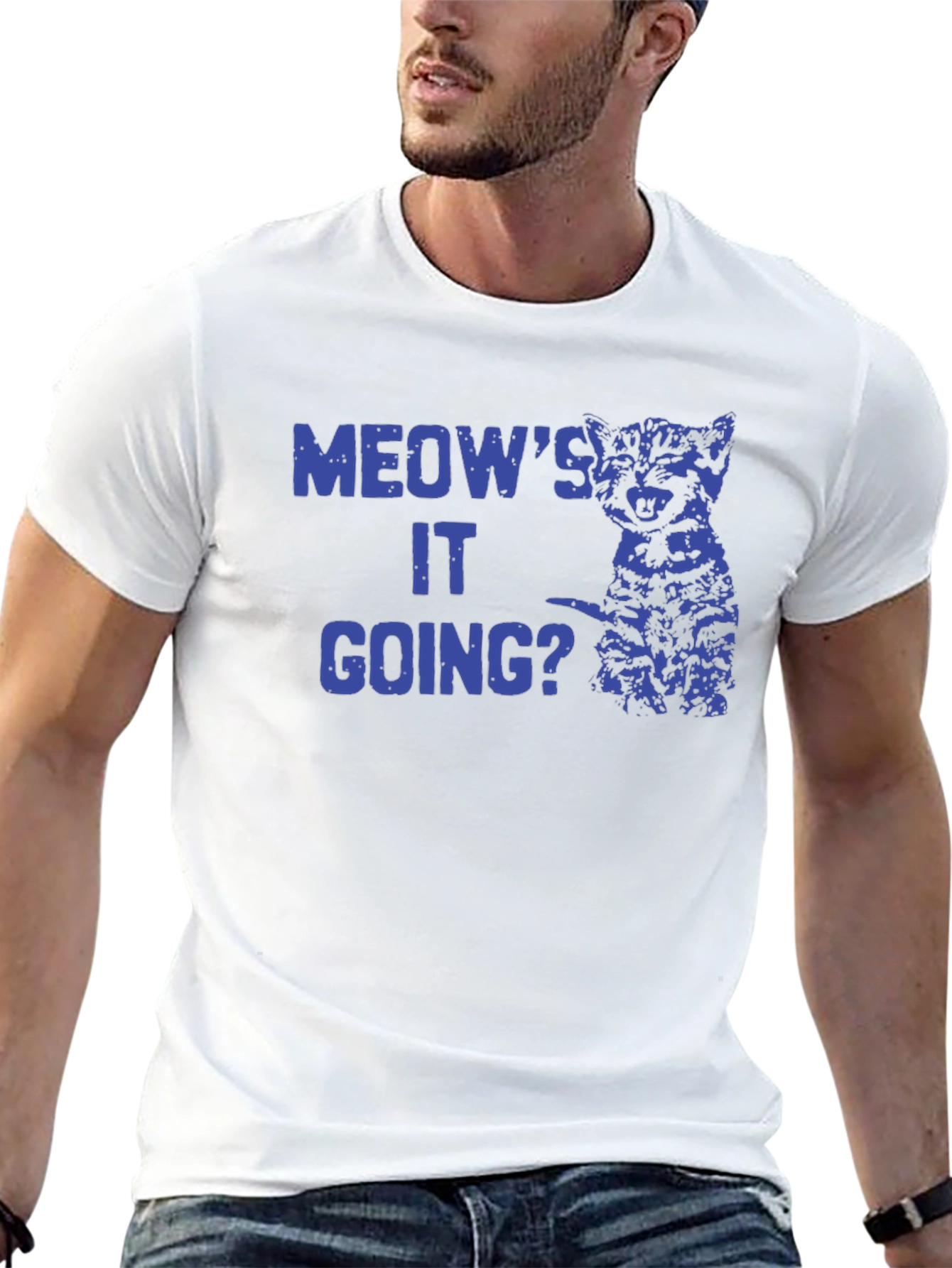 Meows It Going? Cat Graphic Black T-Shirt