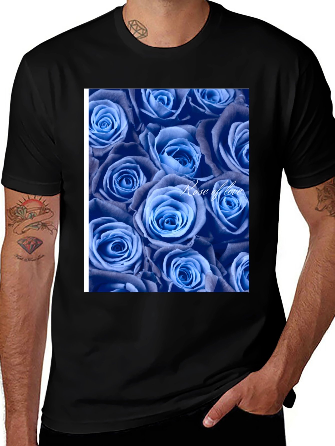 Blue Roses Graphic T-Shirt - Rose of Love Design
