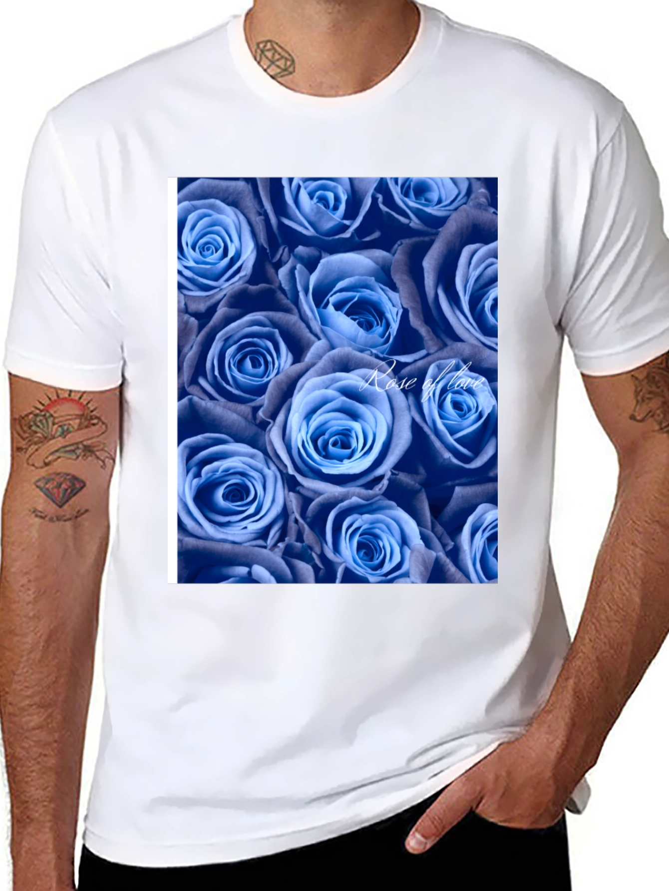 Blue Roses Graphic T-Shirt - Rose of Love Design