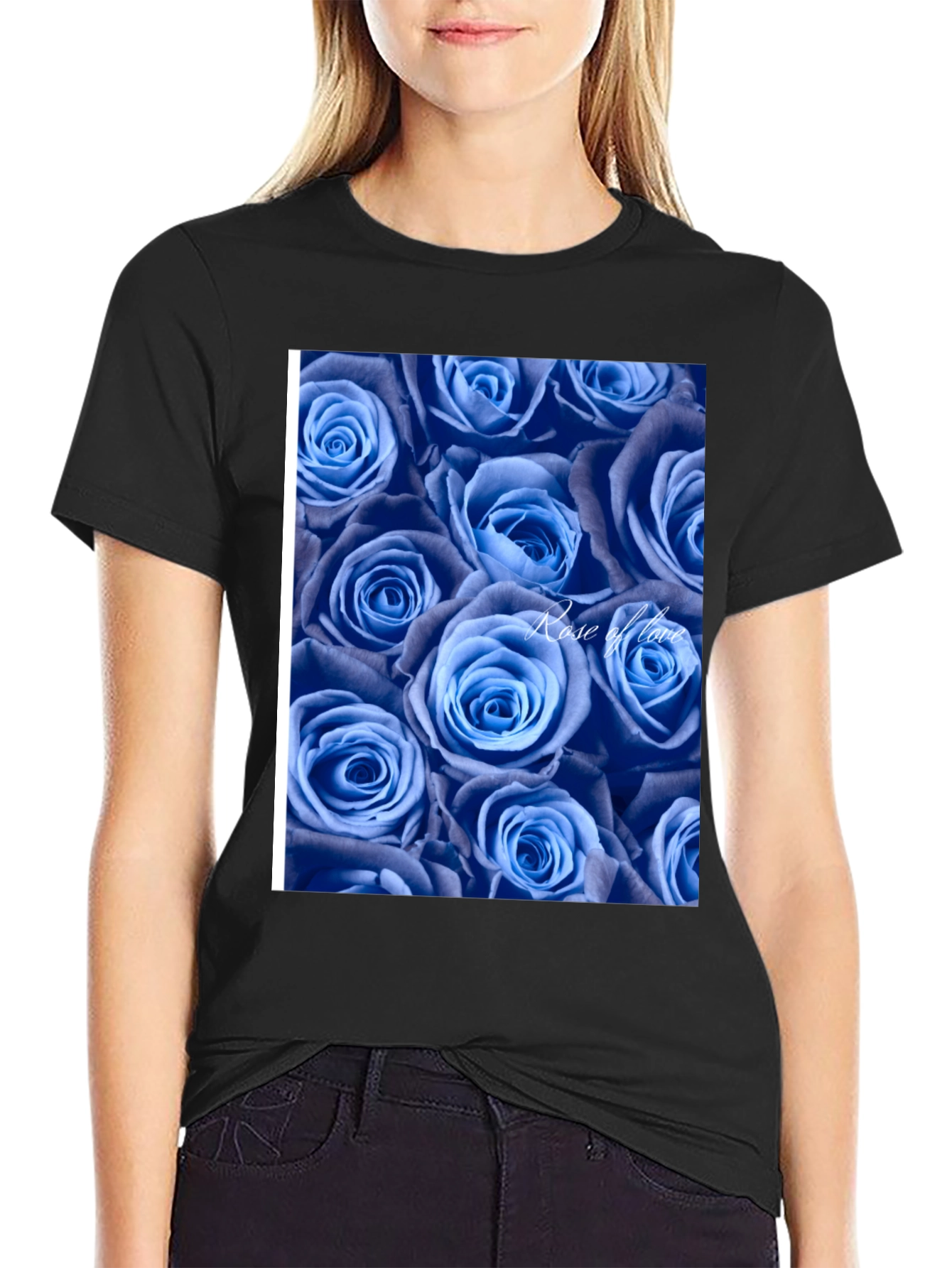Blue Roses Graphic T-Shirt - Rose of Love Design