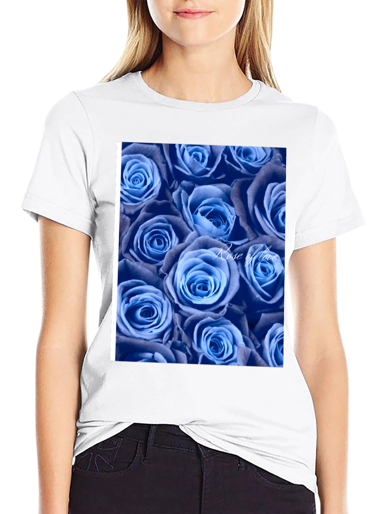 Blue Roses Graphic T-Shirt - Rose of Love Design