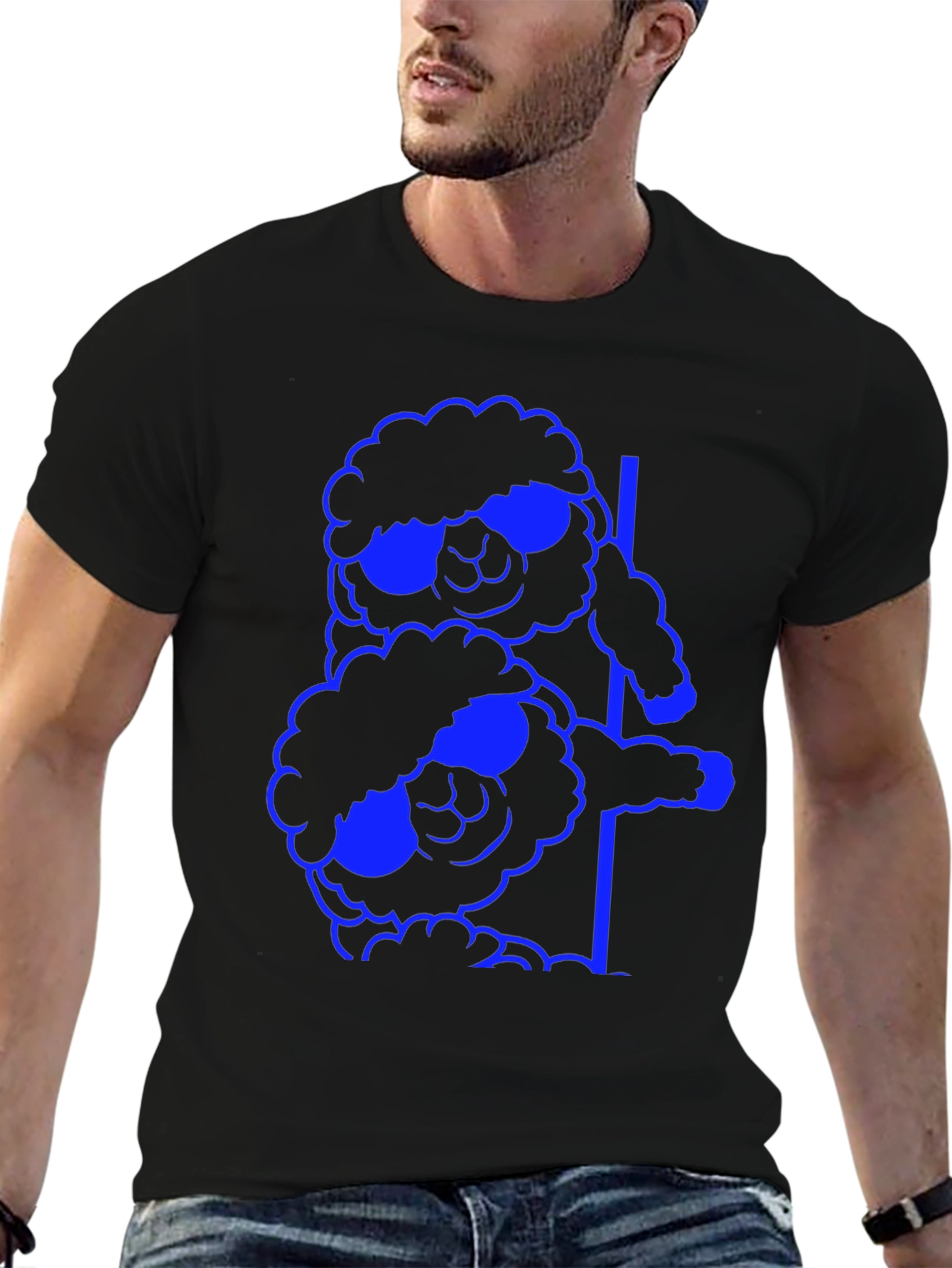 Cool Sheep Stack T-Shirt - Black Cotton Tee