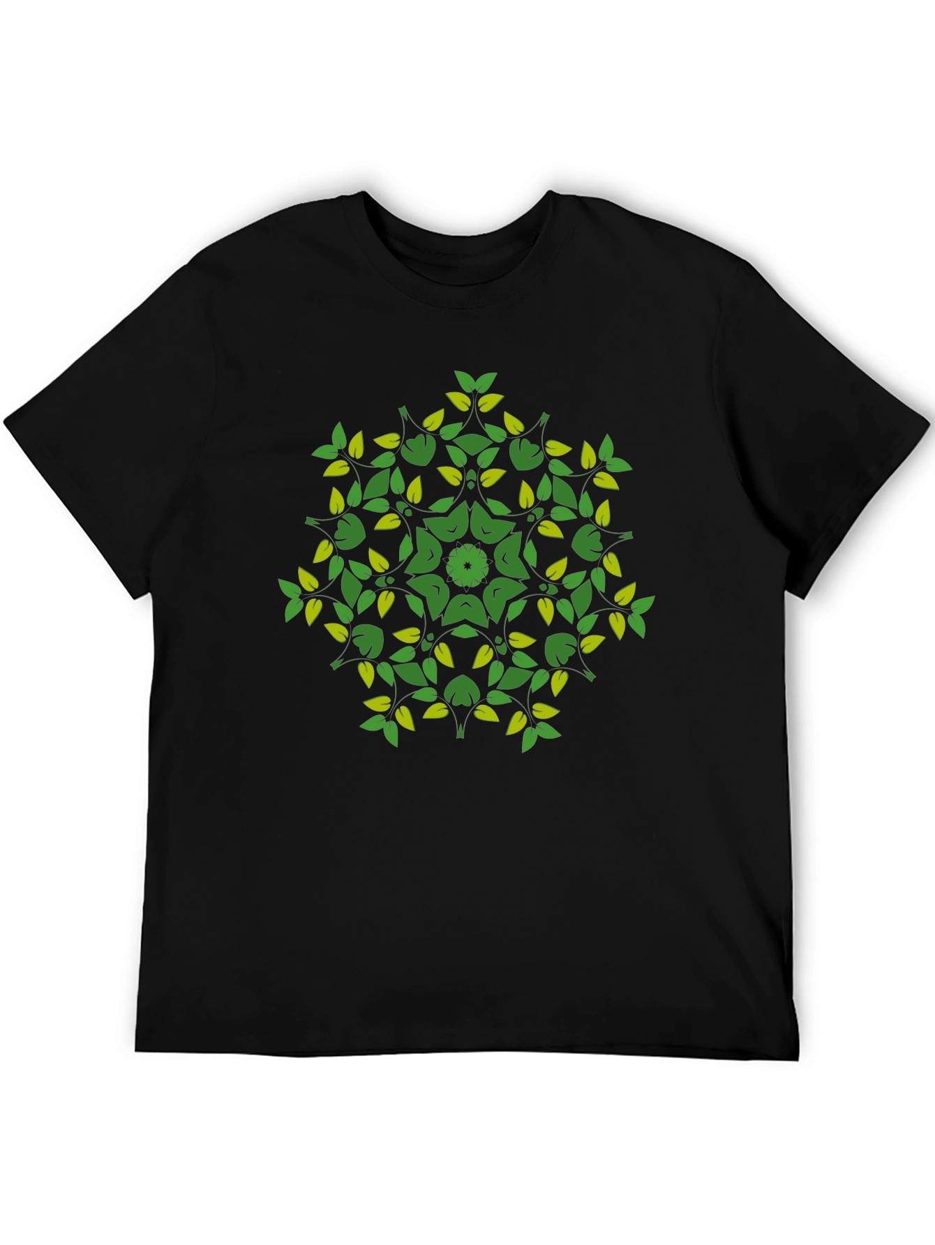 Nature Mandala Graphic Tee - Black Cotton Blend