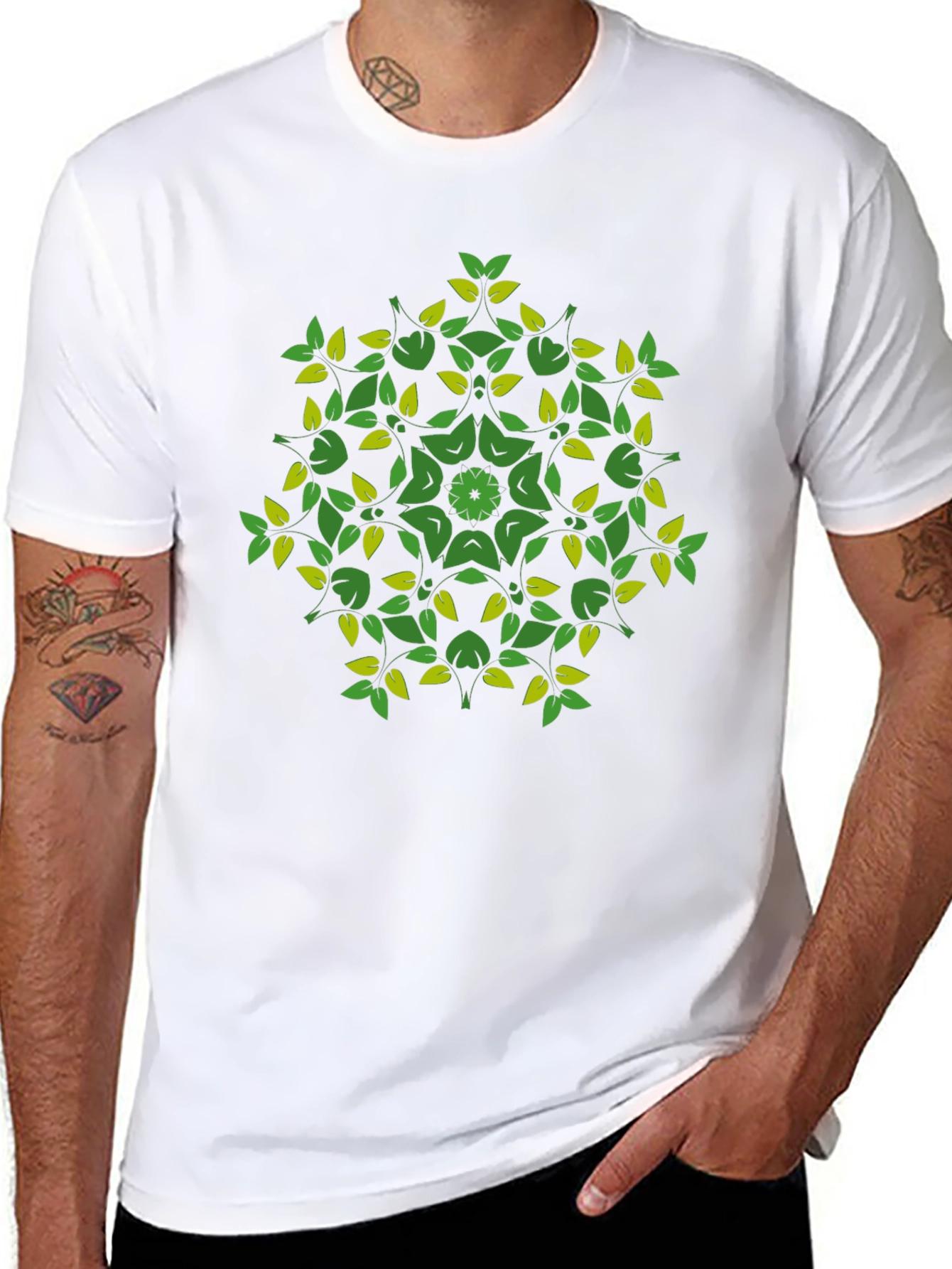 Nature Mandala Graphic Tee - Black Cotton Blend