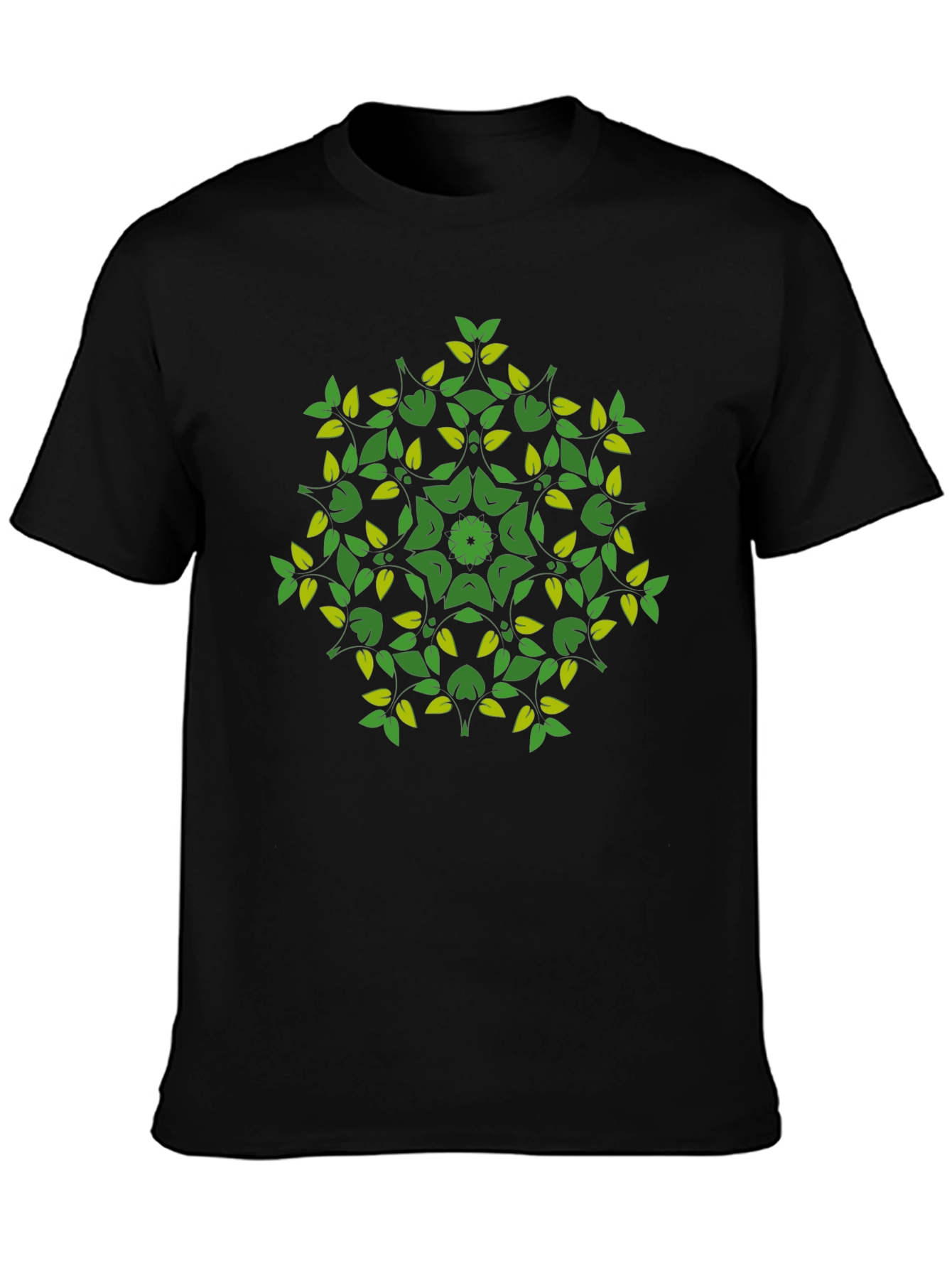 Nature Mandala Graphic Tee - Black Cotton Blend