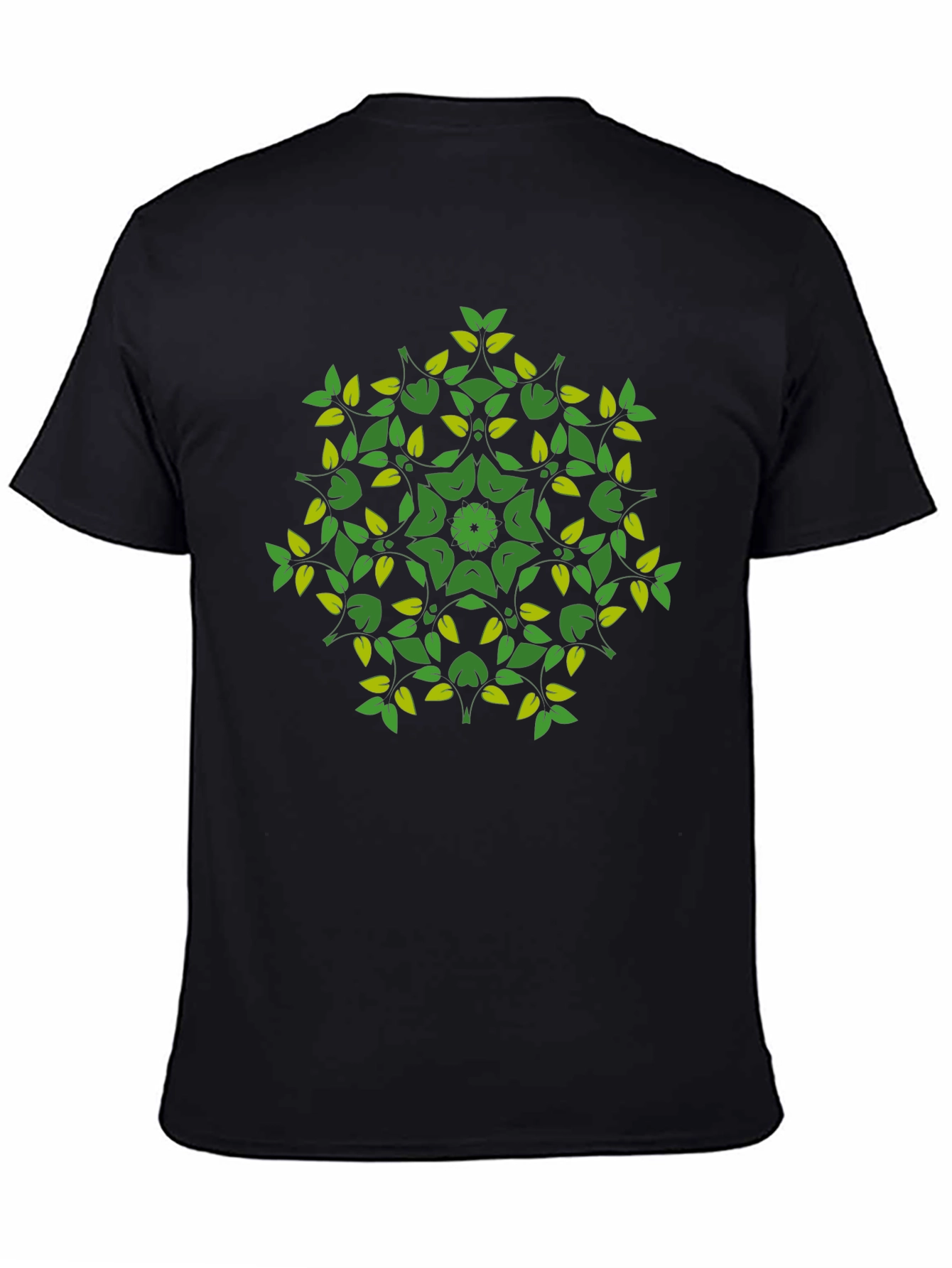 Nature Mandala Graphic Tee - Black Cotton Blend