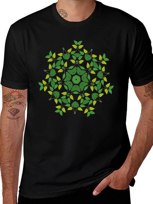 Nature Mandala Graphic Tee - Black Cotton Blend