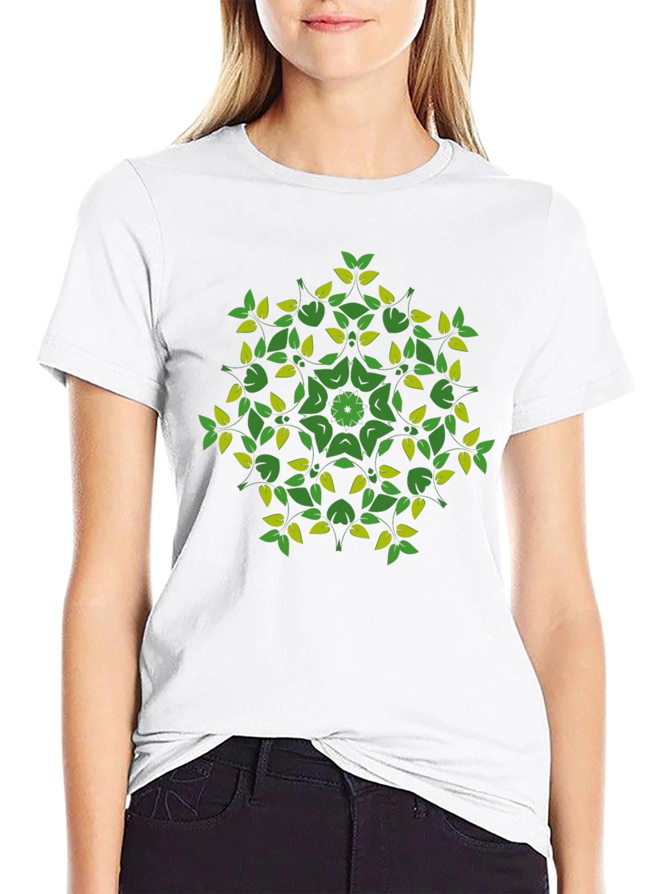 Nature Mandala Graphic Tee - Black Cotton Blend