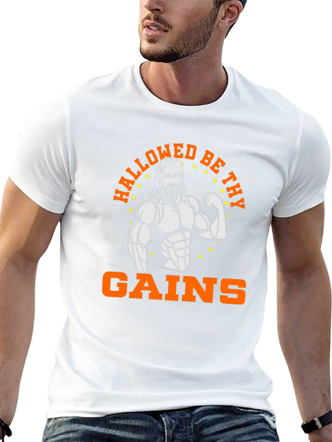Hallowed Be Thy Gains Funny Workout T-Shirt