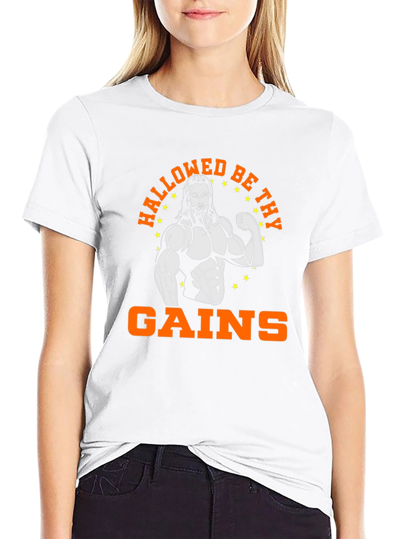Hallowed Be Thy Gains Funny Workout T-Shirt