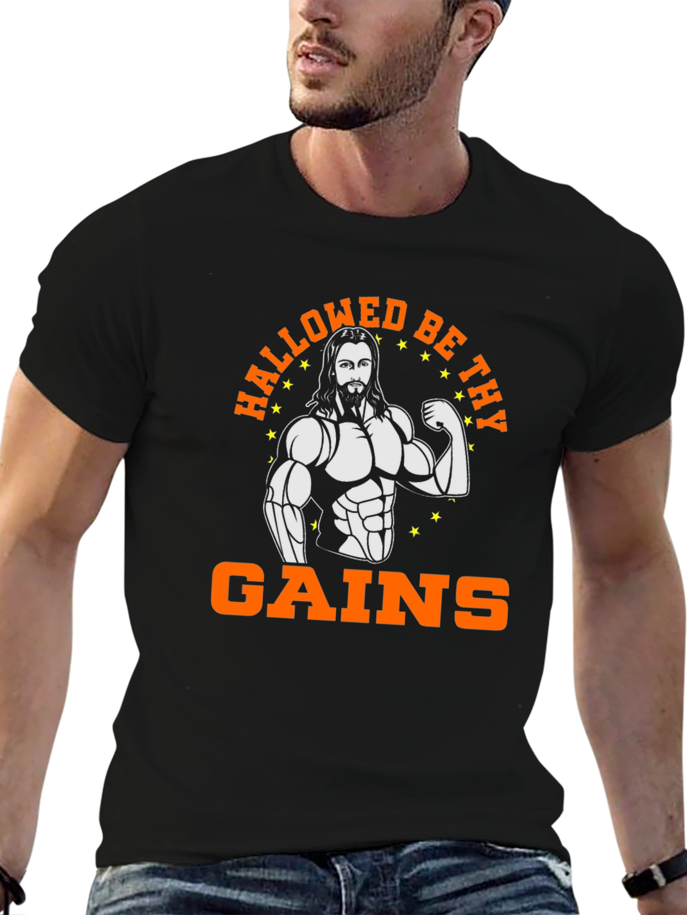 Hallowed Be Thy Gains Funny Workout T-Shirt
