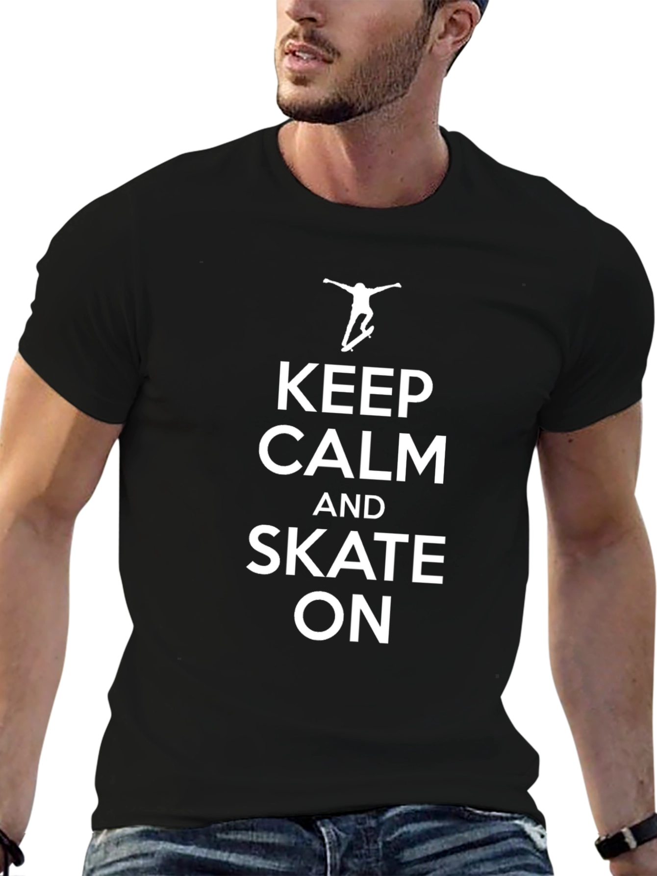 Keep Calm & Skate On Graphic Tee - Black