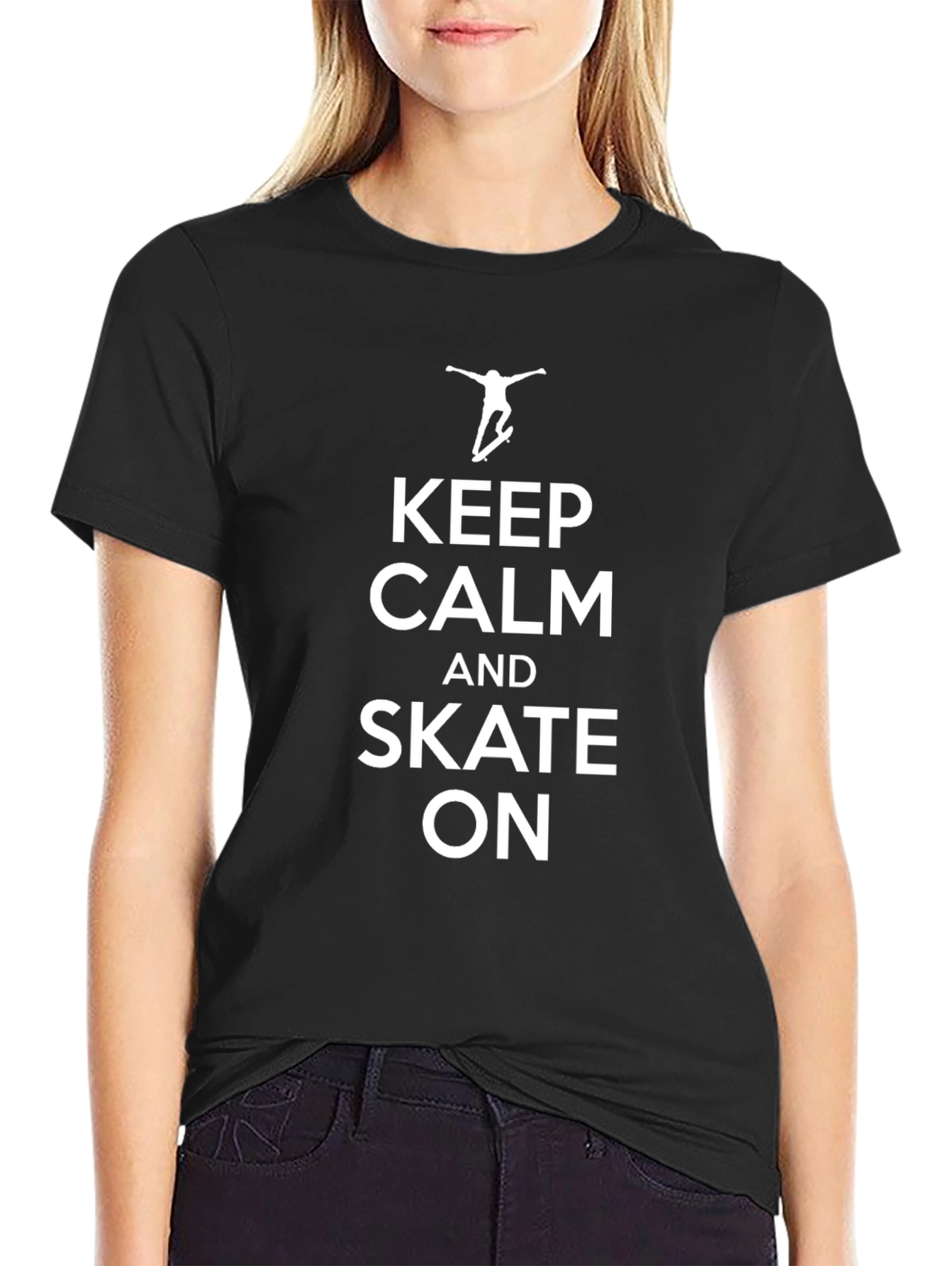 Keep Calm & Skate On Graphic Tee - Black