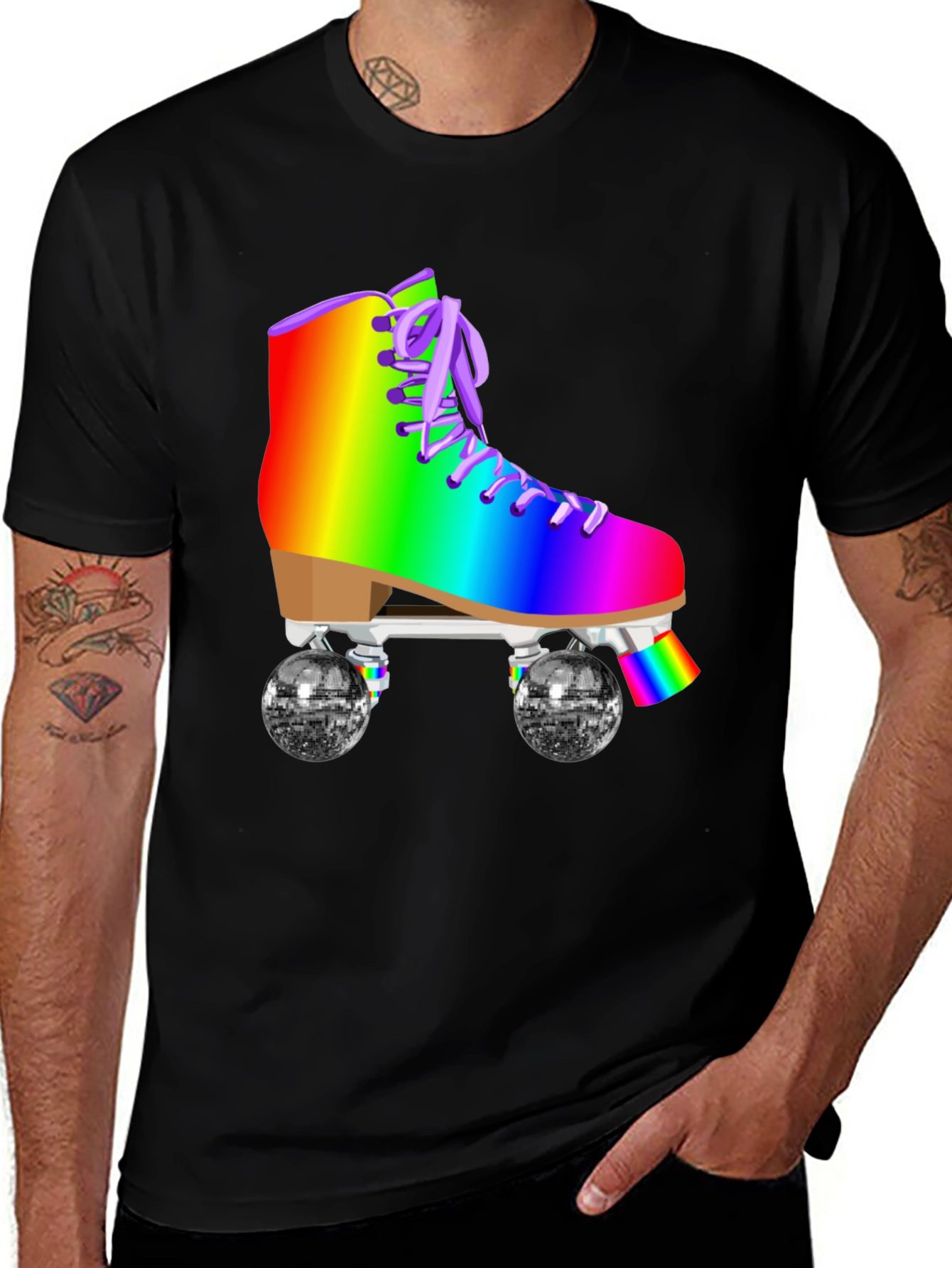 Rainbow Roller Skate Graphic T-Shirt