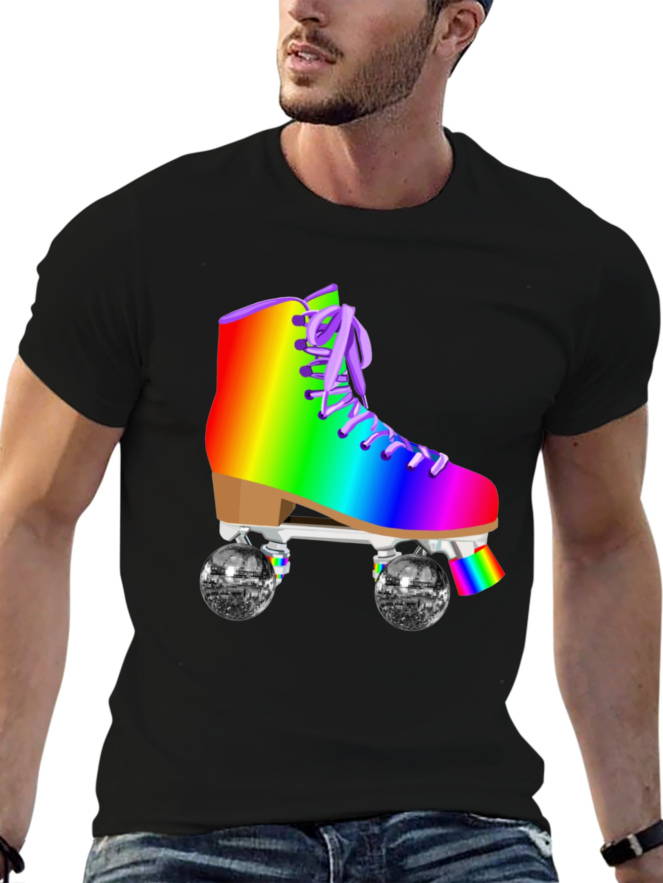 Rainbow Roller Skate Graphic T-Shirt