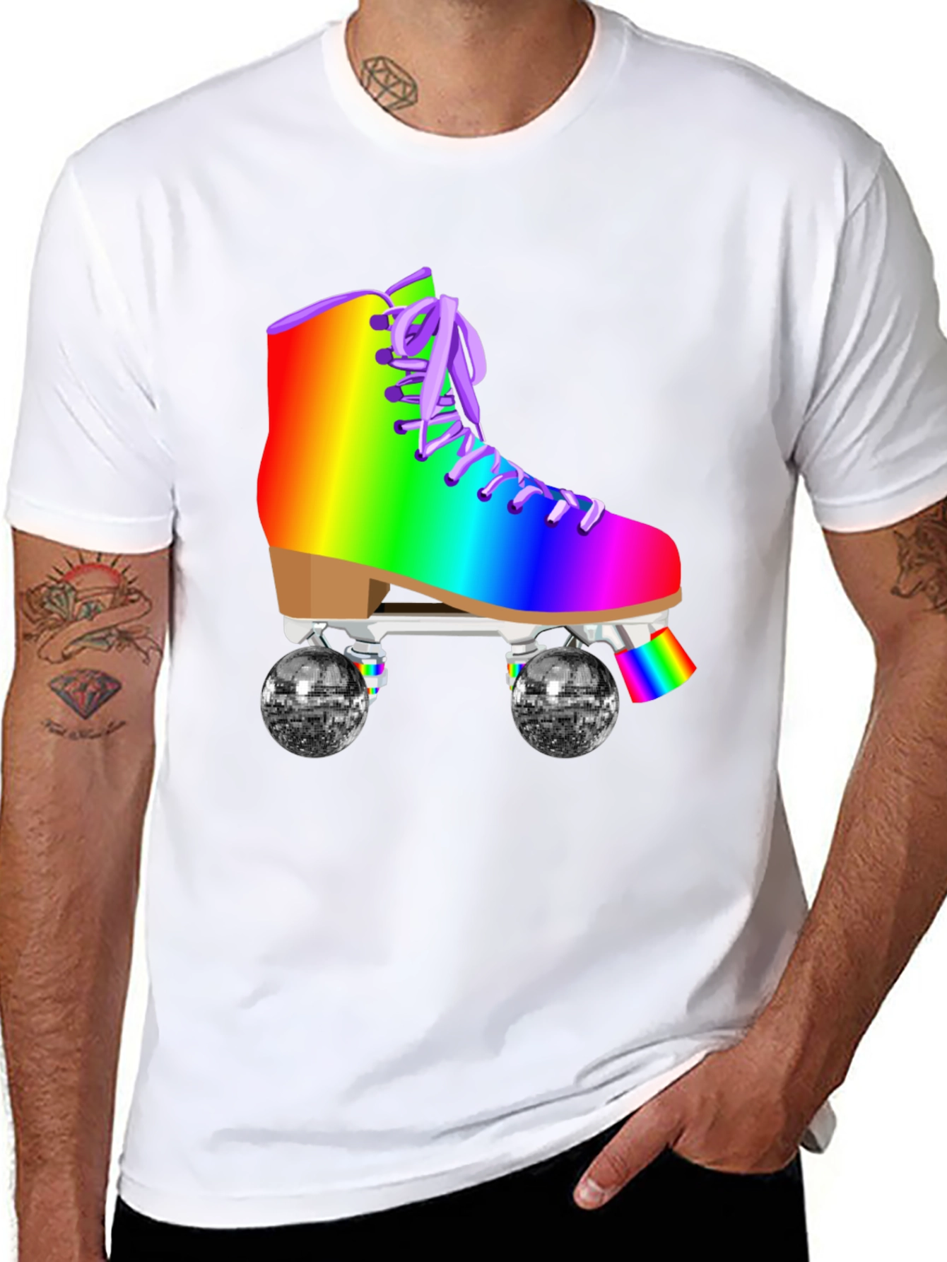Rainbow Roller Skate Graphic T-Shirt